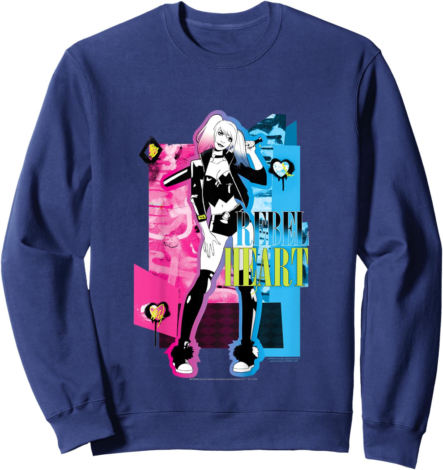 Kids Batman Harley Quinn Rebel Heart Camiseta , white, 2 Sweatshirt - Sweatshirt | Navy
