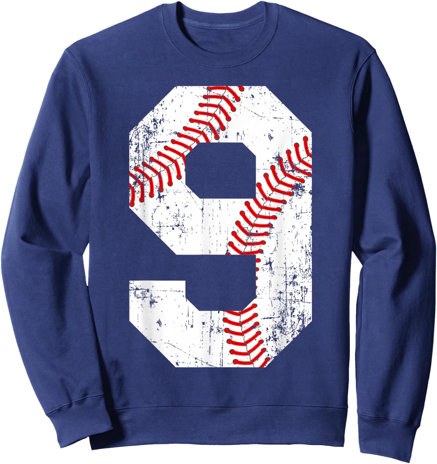 Vintage Baseball 9 Jersey Number Sweatshirt - Sweatshirt | Navy