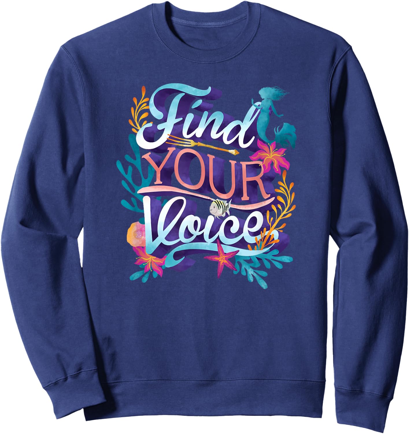 Disney The Little Mermaid Find Your Voice Quote Logo Sweatshirt - Sweatshirt | Navy