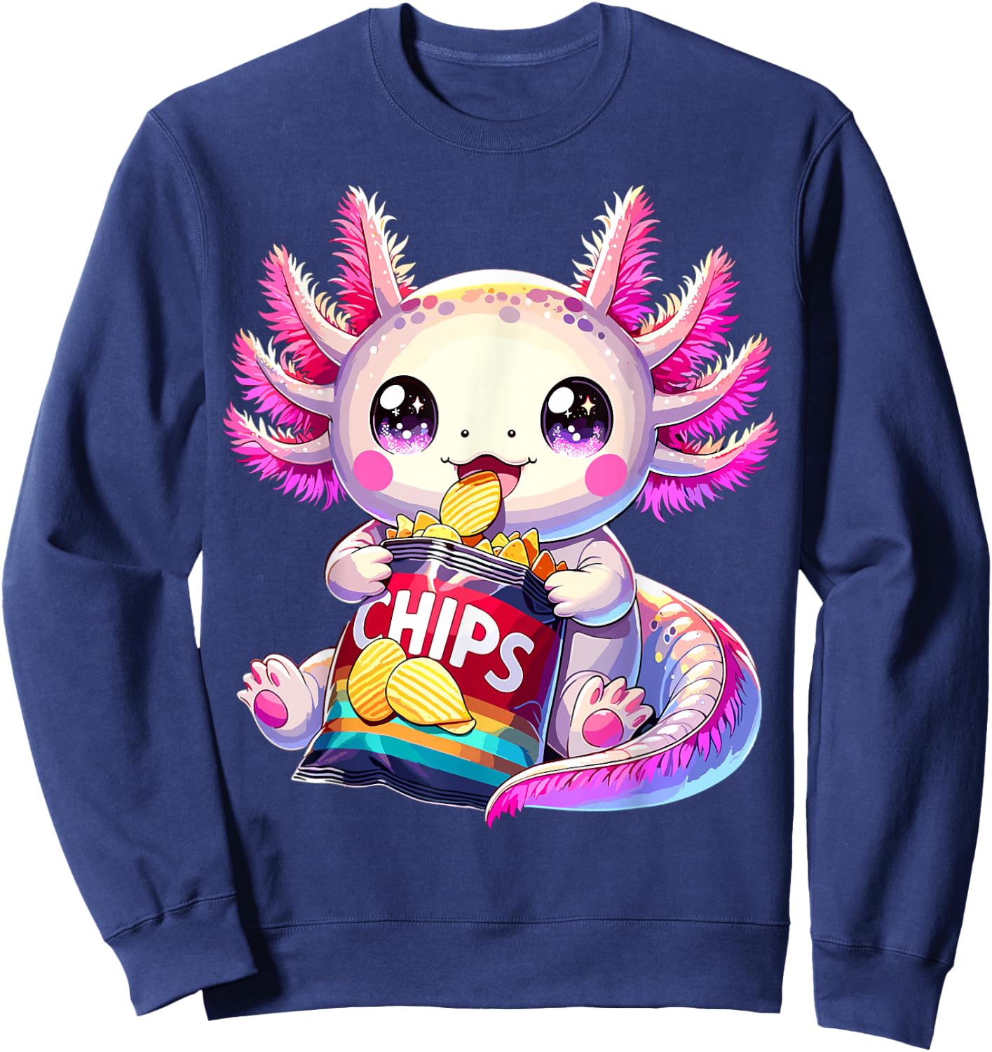 Axolotl Snaxolotl Anime Cute Kawaii Axolotl Sweatshirt - Sweatshirt | Navy
