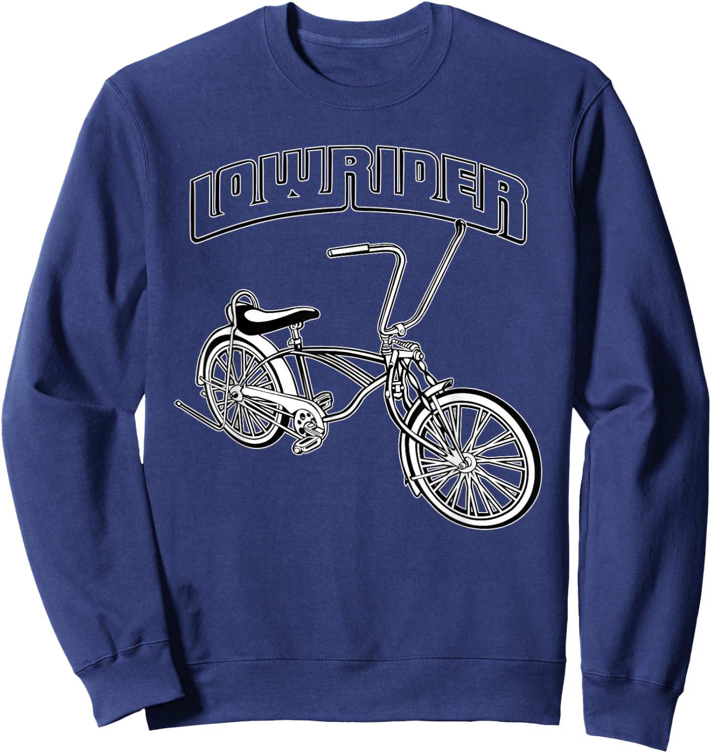 Low Rider Bicycle . Chicano Cholo Lowrider Bike Sweatshirt - Sweatshirt | Navy