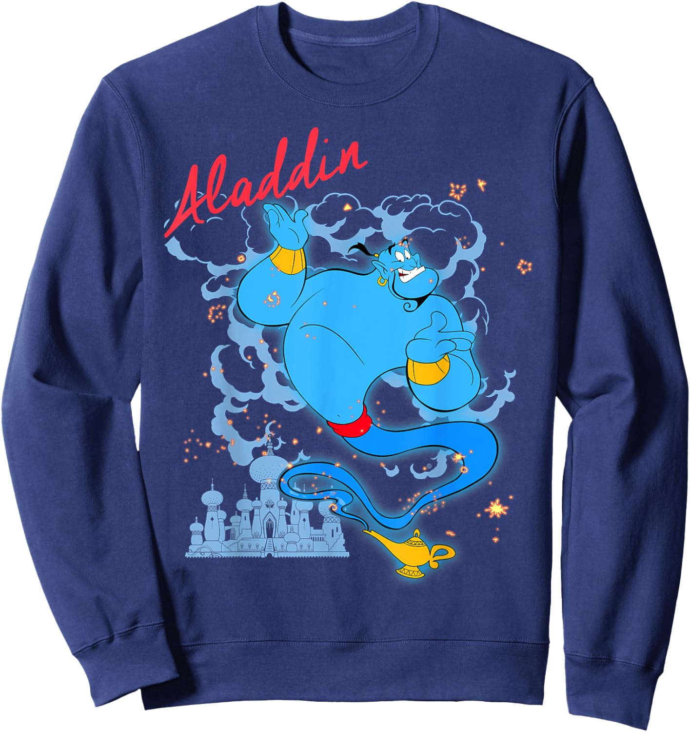 Portrait Title of Disney Cartoon Aladdin Genie , Black, S Sweatshirt - Sweatshirt | Navy