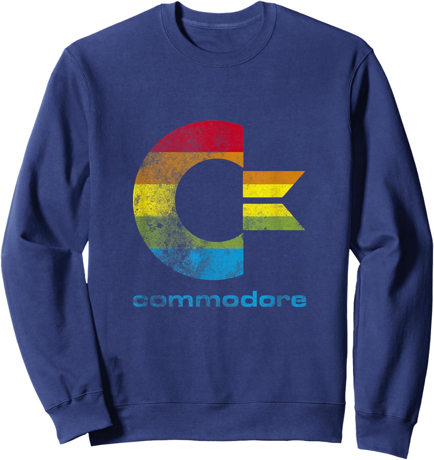 COMMODORE - C64 - Capital Letter Rainbow Colour Stripes Effect Sweatshirt - Sweatshirt | Navy