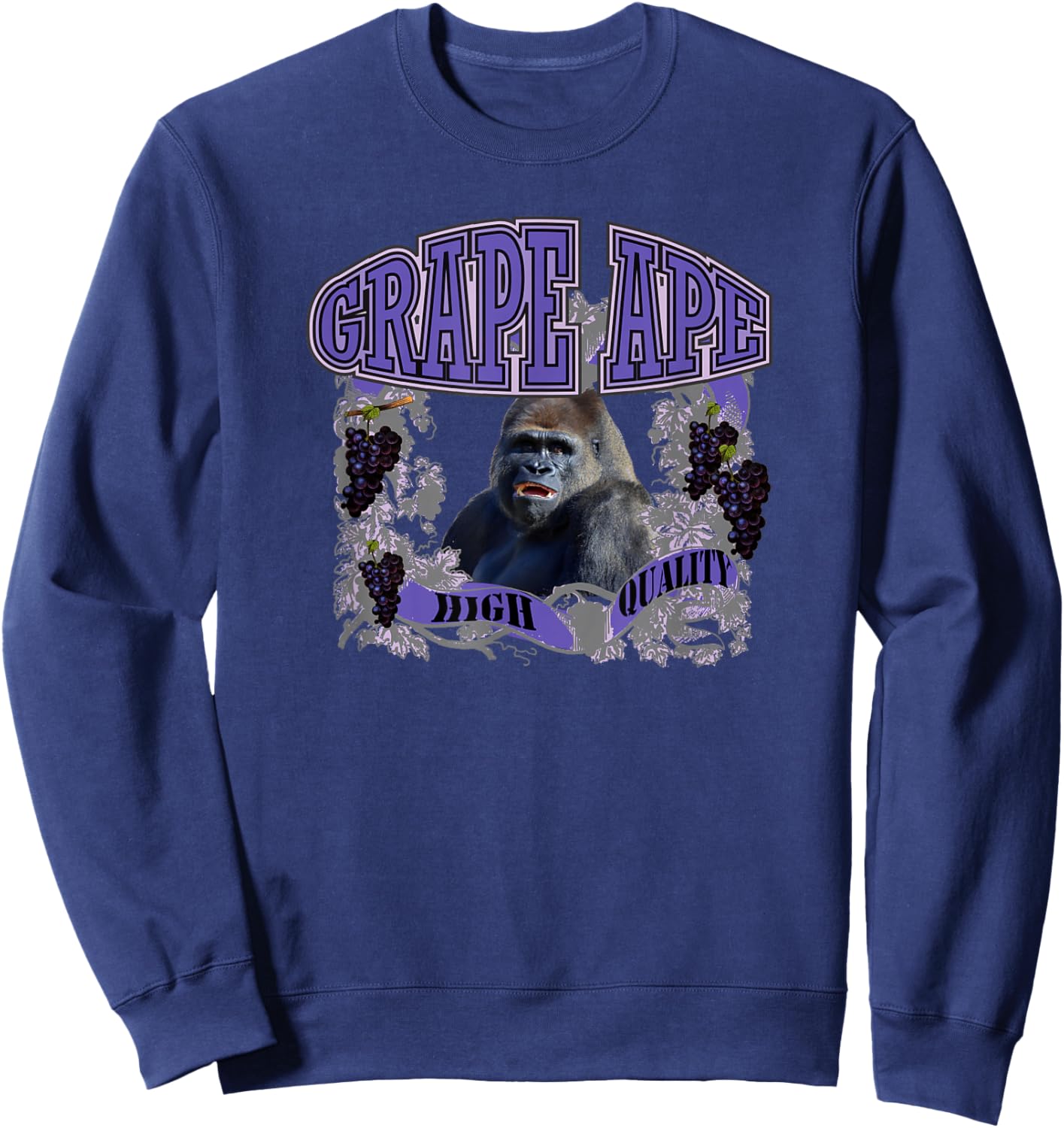 Retro Vineyard Purple Grape Ape Sweatshirt - Sweatshirt | Navy