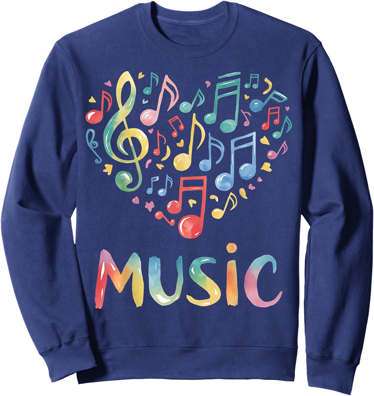 Music Lover Colorful Musical Notes Treble Clef Heart Sweatshirt - Sweatshirt | Navy