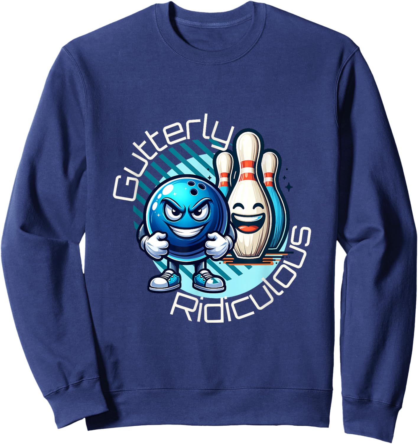 Gutterly Ridiculous Cartoon Bowling Sweatshirt - Sweatshirt | Navy