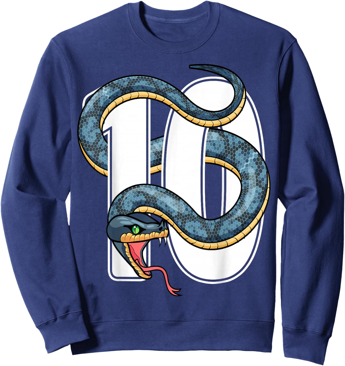10th Birthday Snake Lover Ten 10 Year Old Birthday Boy Girl Sweatshirt - Sweatshirt | Navy