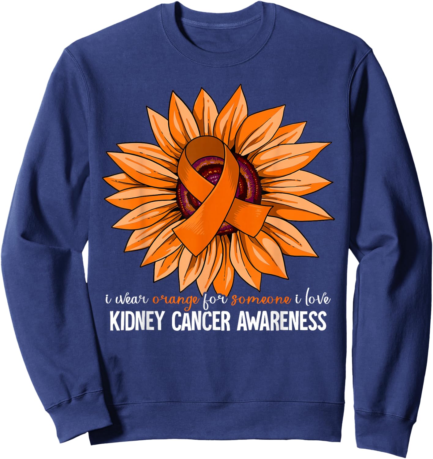 Kidney Cancer Gifts Kidney Cancer Awareness - -Adults, Black, Small, Short Sleeve, Classic Fit Sweatshirt - Sweatshirt | Navy