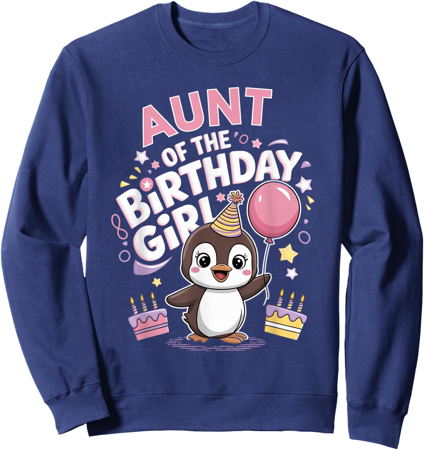 Aunt of the Birthday Girl Pesto Baby Penguin Party Sweatshirt - Sweatshirt | Navy
