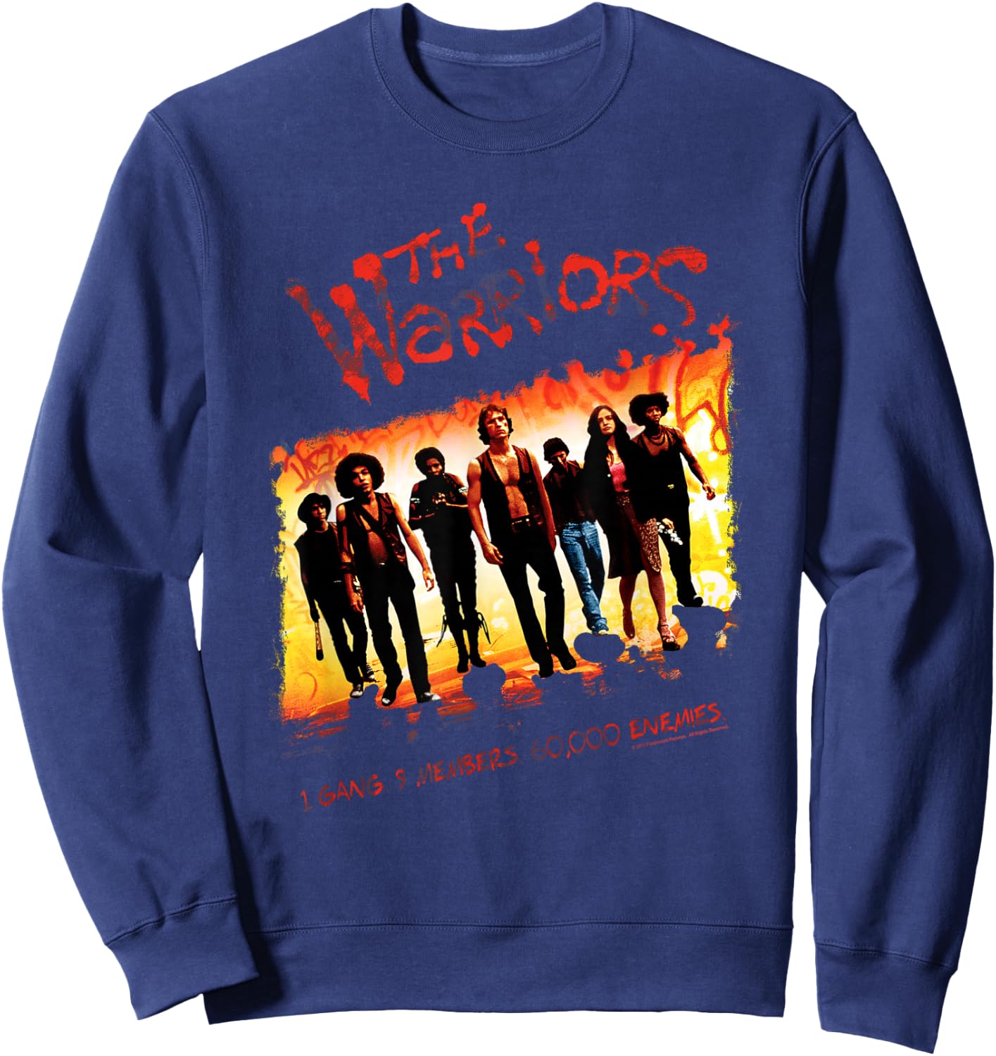 Warriors One Gang - Herren & Damen, Schwarz, S, Kurzarm, Klassische Passform, Streetwear, , mit Rundhalsausschnitt, Baumwolle 60%, Polyester 40% Sweatshirt - Sweatshirt | Navy