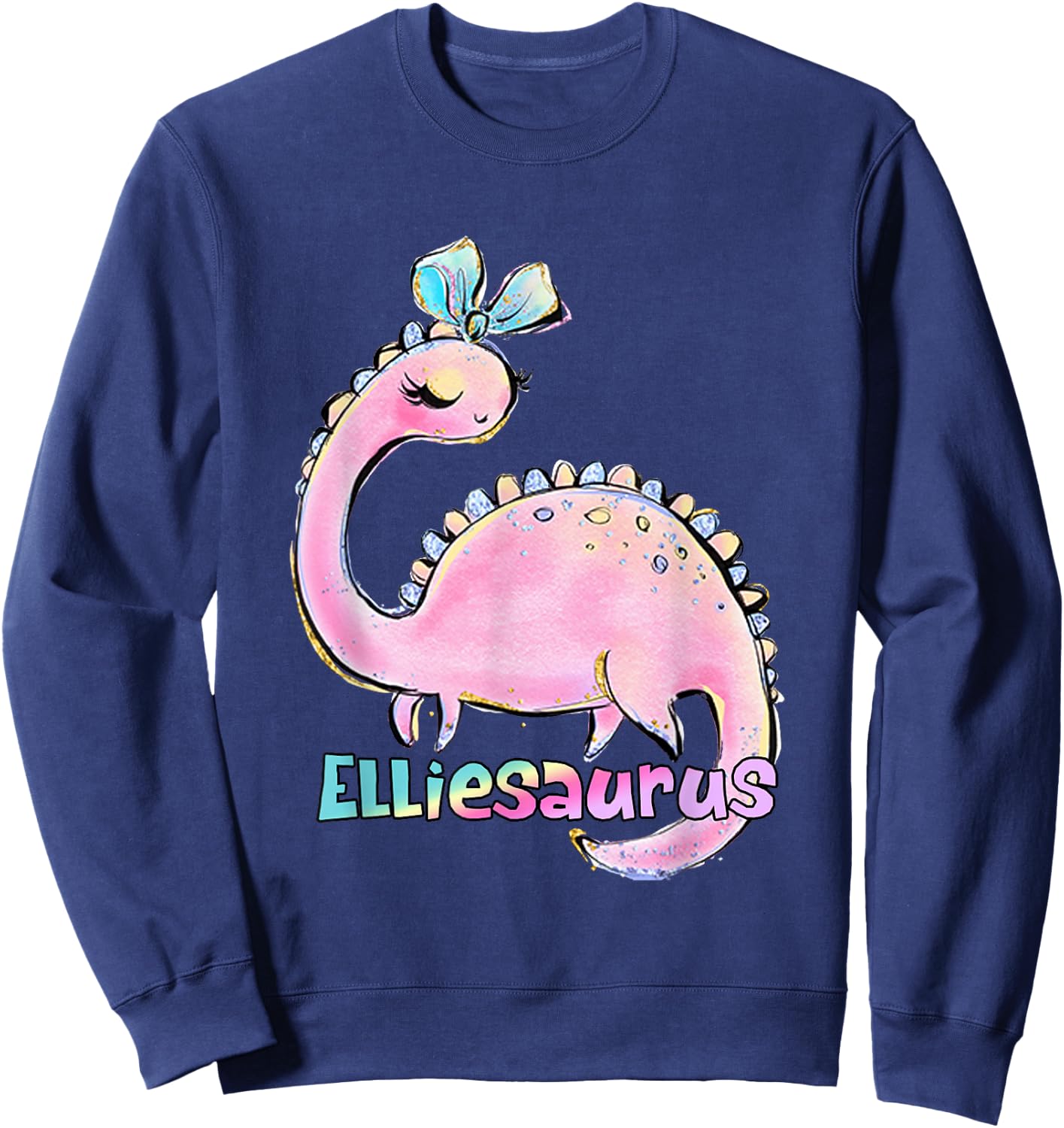 Ellie Name Shirt Girl Dinosaur Birthday Eleanor Elliesaurus Sweatshirt - Sweatshirt | Navy
