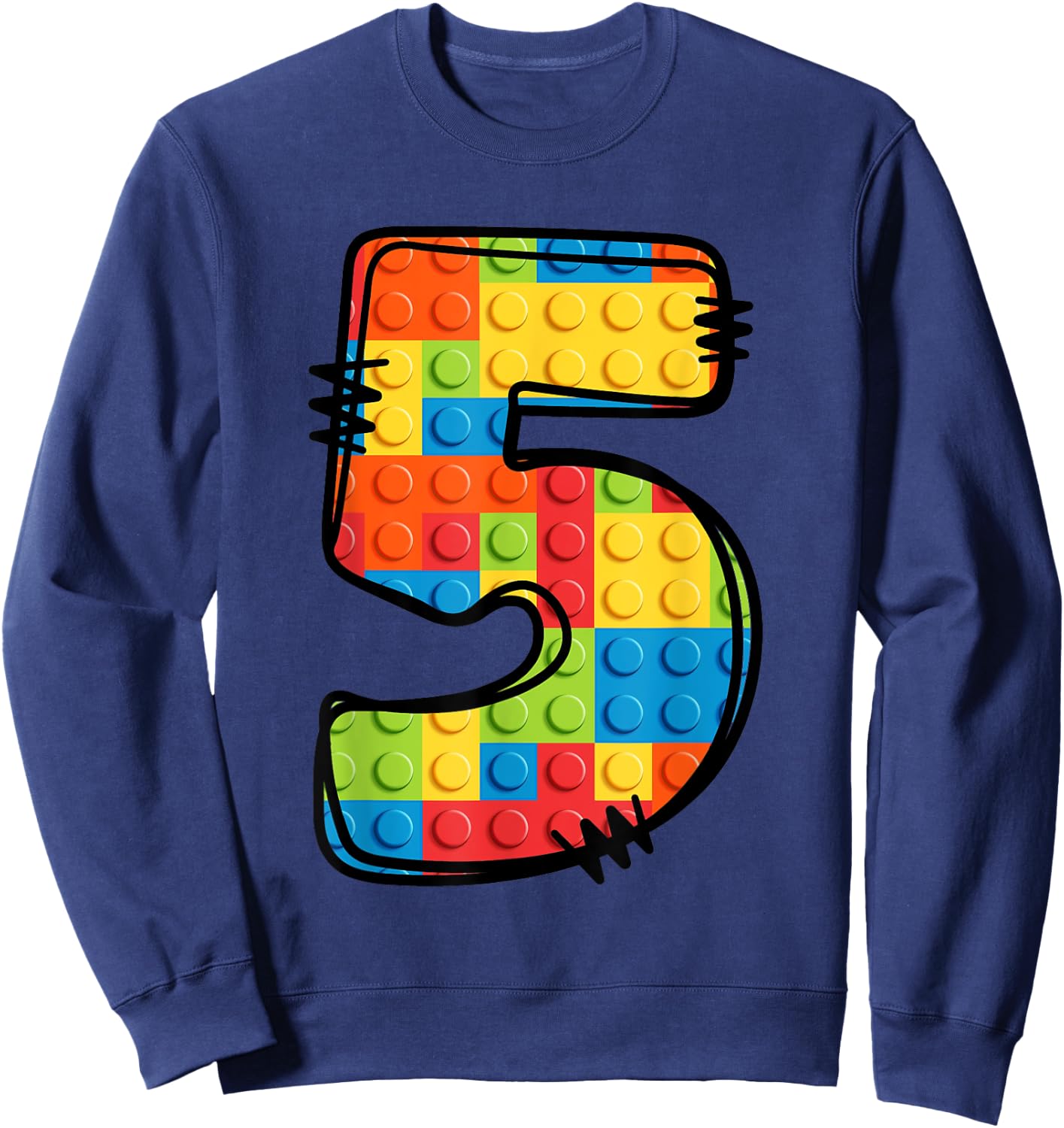 5 Year Old Blocks Building Master Builder 5th Birthday Sweatshirt - Sweatshirt | Navy