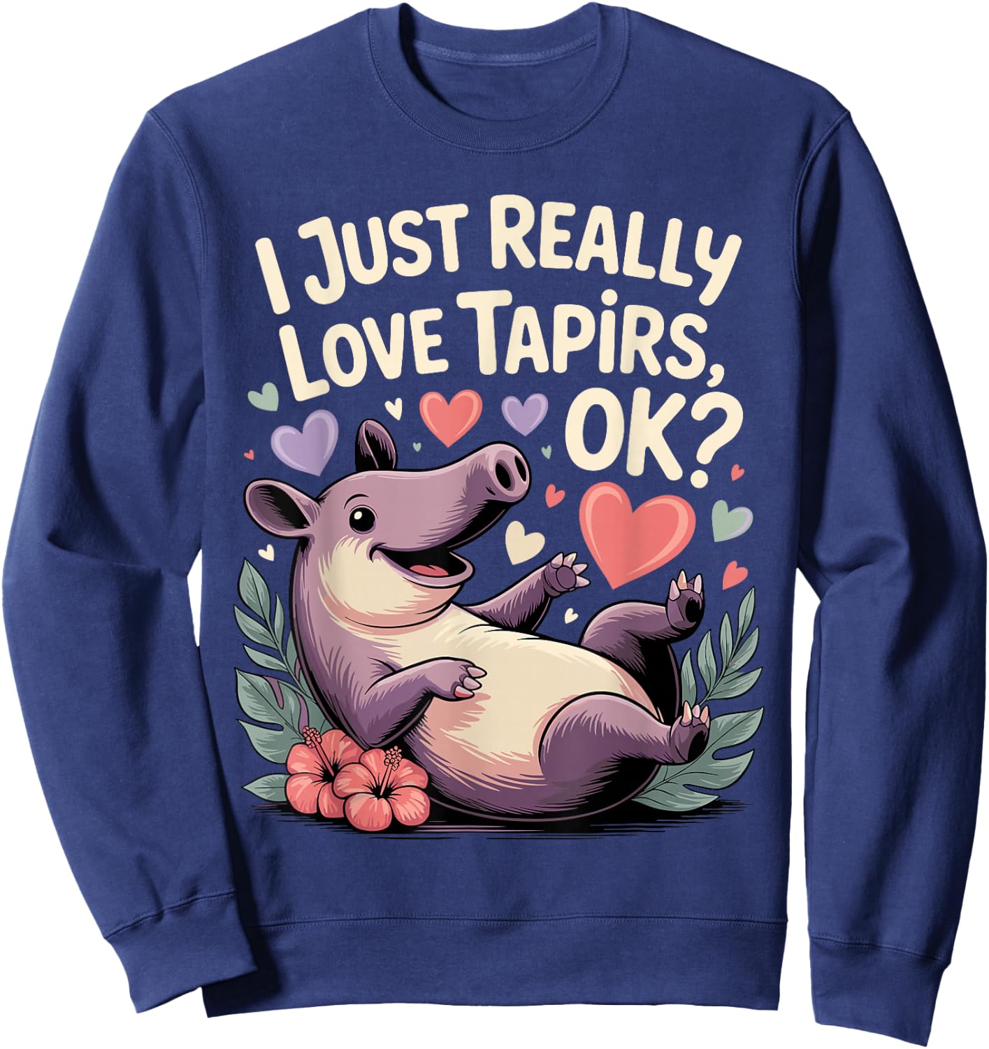 Cute Tapir Design Women Kids Animal Tapir Lovers Sweatshirt - Sweatshirt | Navy