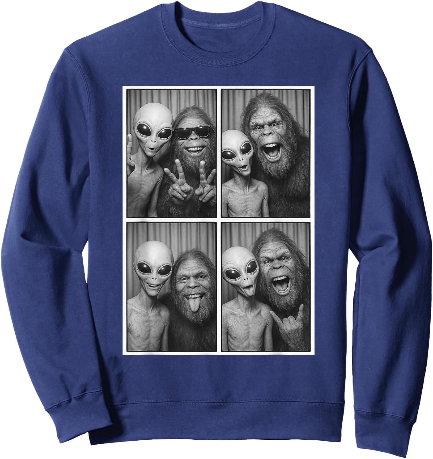 Photobooth, selfie entre Bigfoot et extraterrestre, Sasquatch drôle Sweatshirt - Sweatshirt | Navy