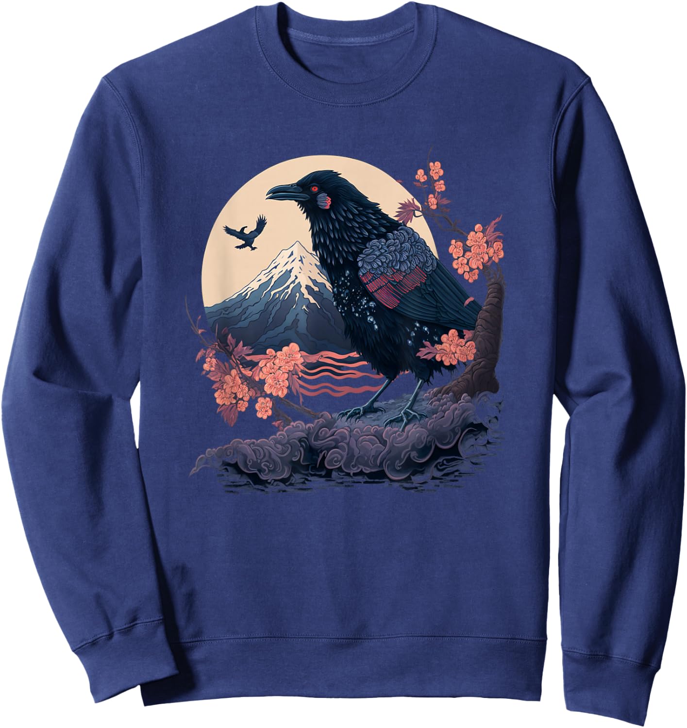 Surrealism Japanese Painting Crow Raven Sweatshirt - Sweatshirt | Navy
