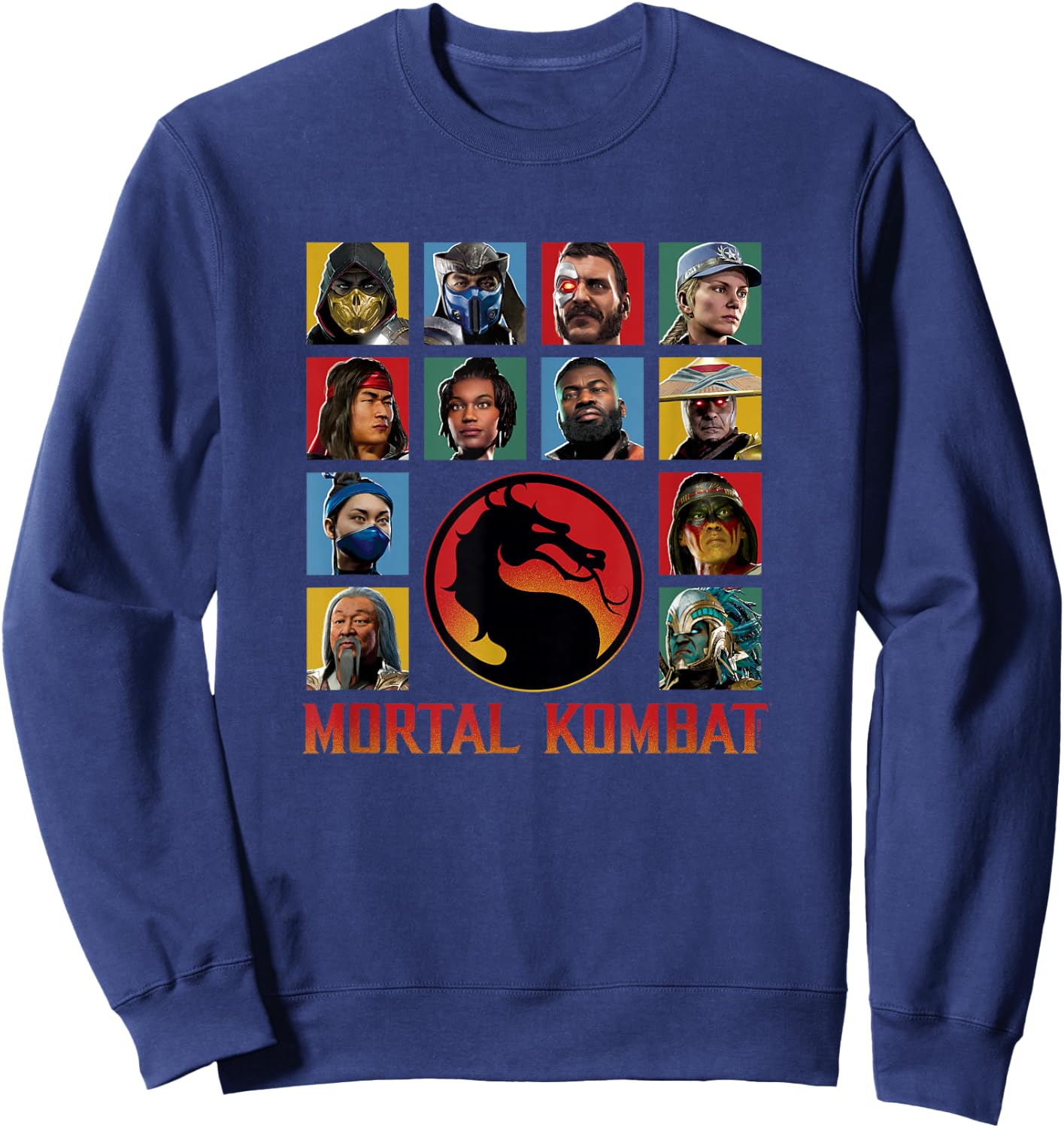 Mortal Kombat Klassic Main Fighters Characters Group Shot Sweatshirt - Sweatshirt | Navy