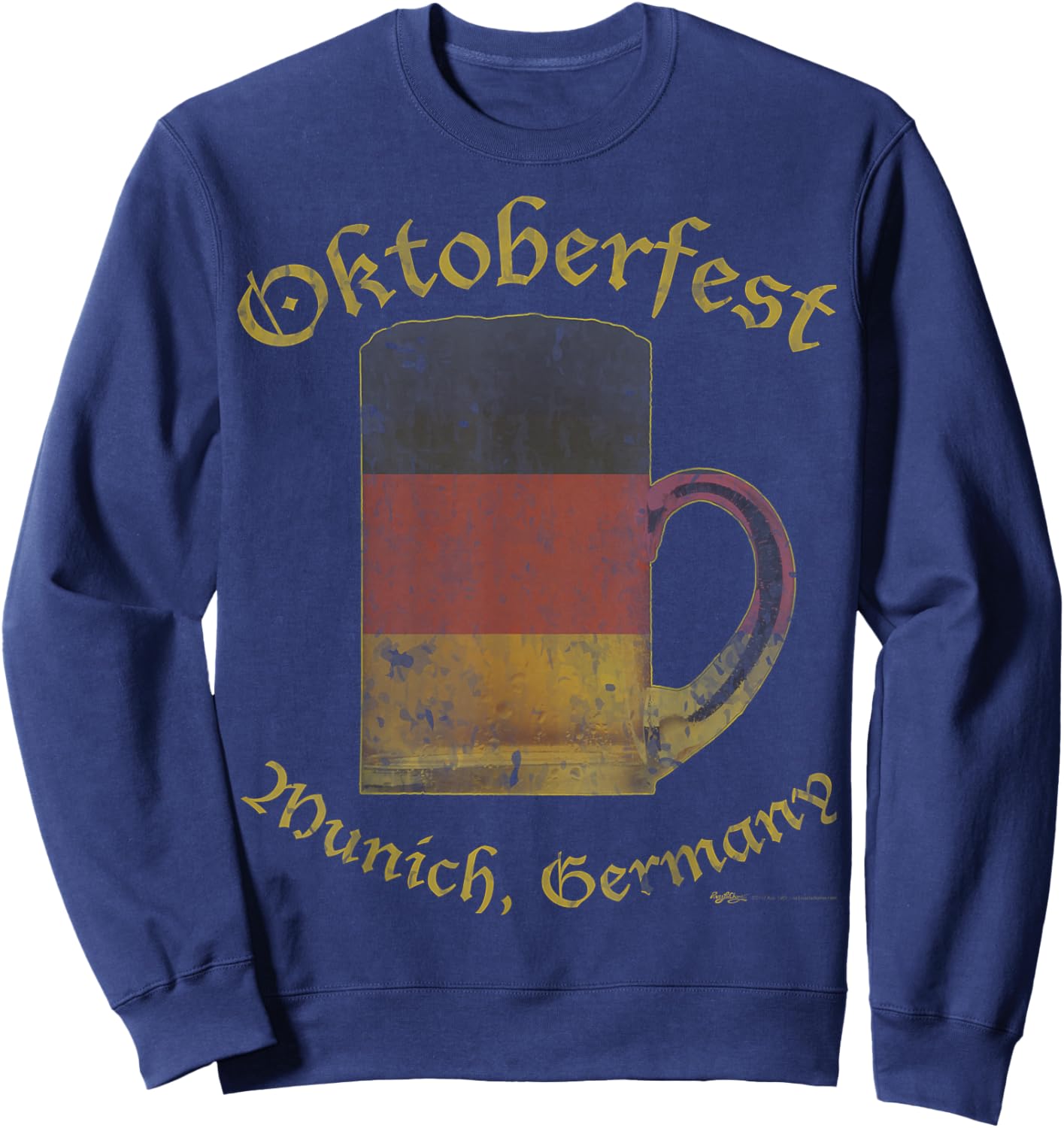Vintage Oktoberfest Munich, Germany Flag Drinking Sweatshirt - Sweatshirt | Navy
