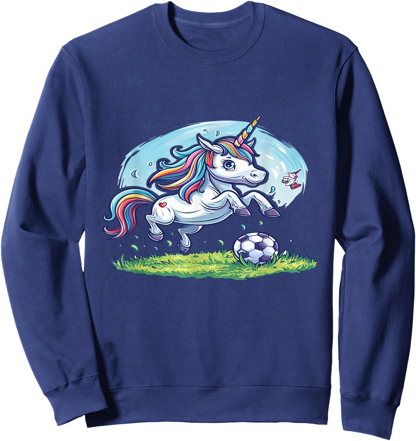 Les animaux jouent au foot- La licorne joue au football Sweatshirt - Sweatshirt | Navy