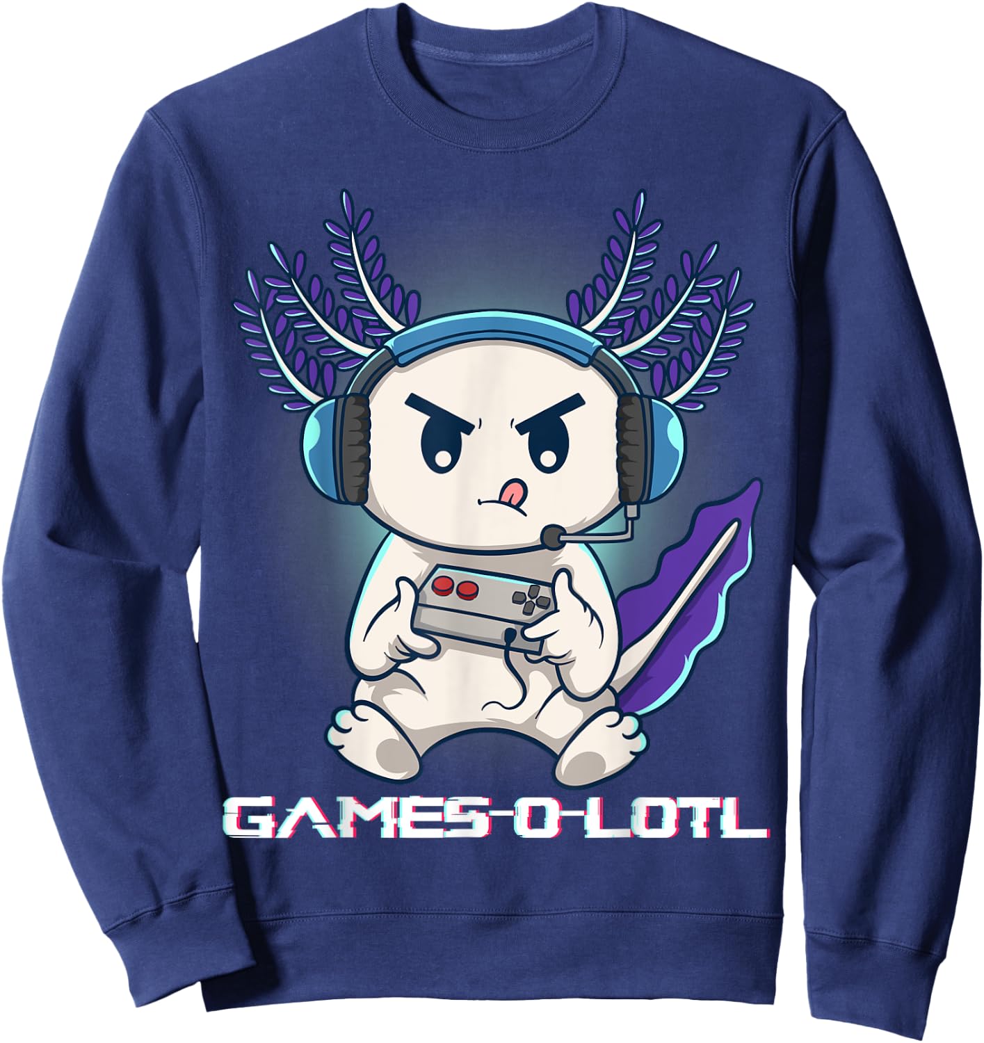 Axolotl Playing Console Video Games Gamesolotl Gaming Sweatshirt - Sweatshirt | Navy