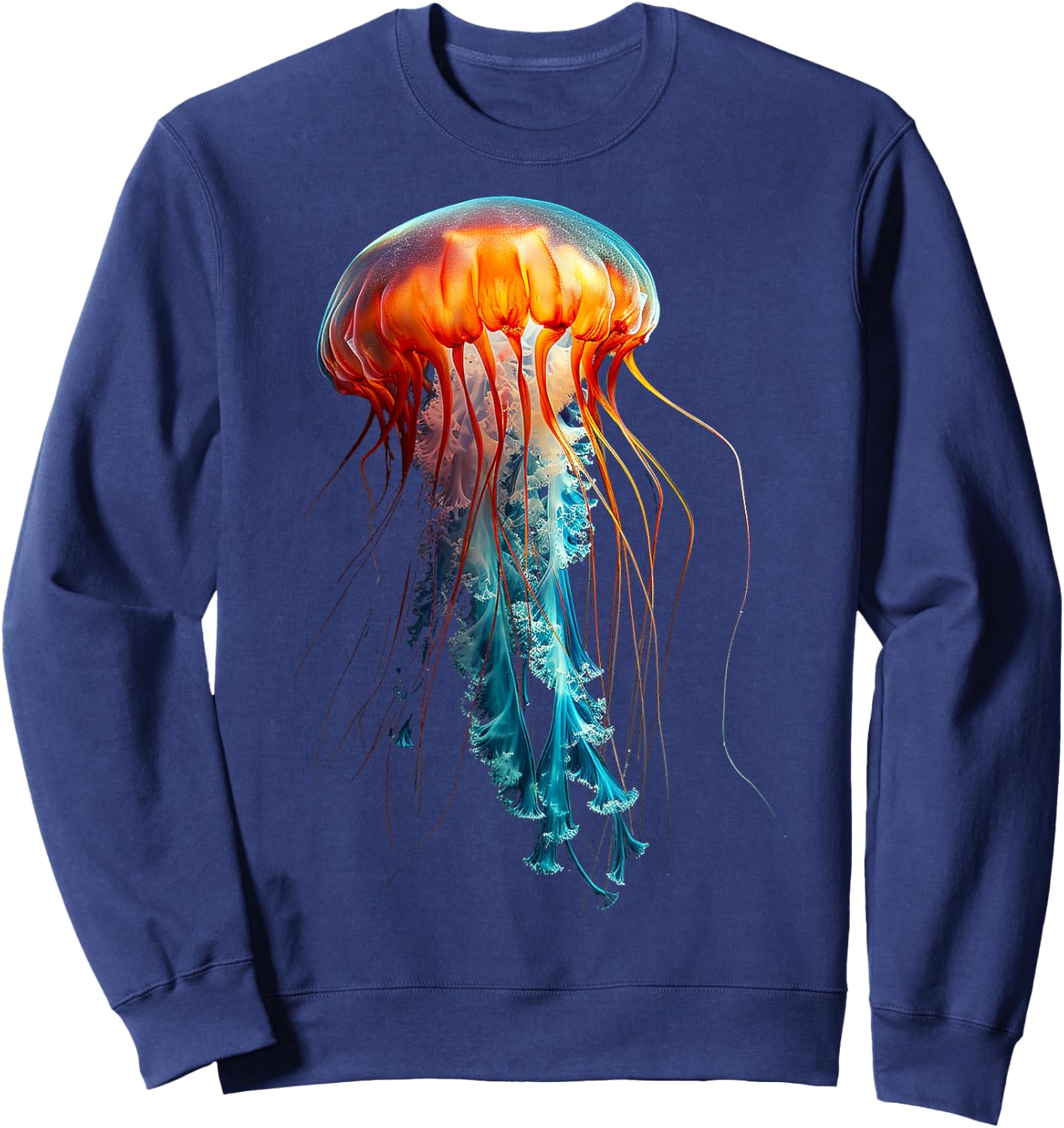 Jellyfish Colorful Abstract Animal Art Graphic Jellyfish Sweatshirt - Sweatshirt | Navy
