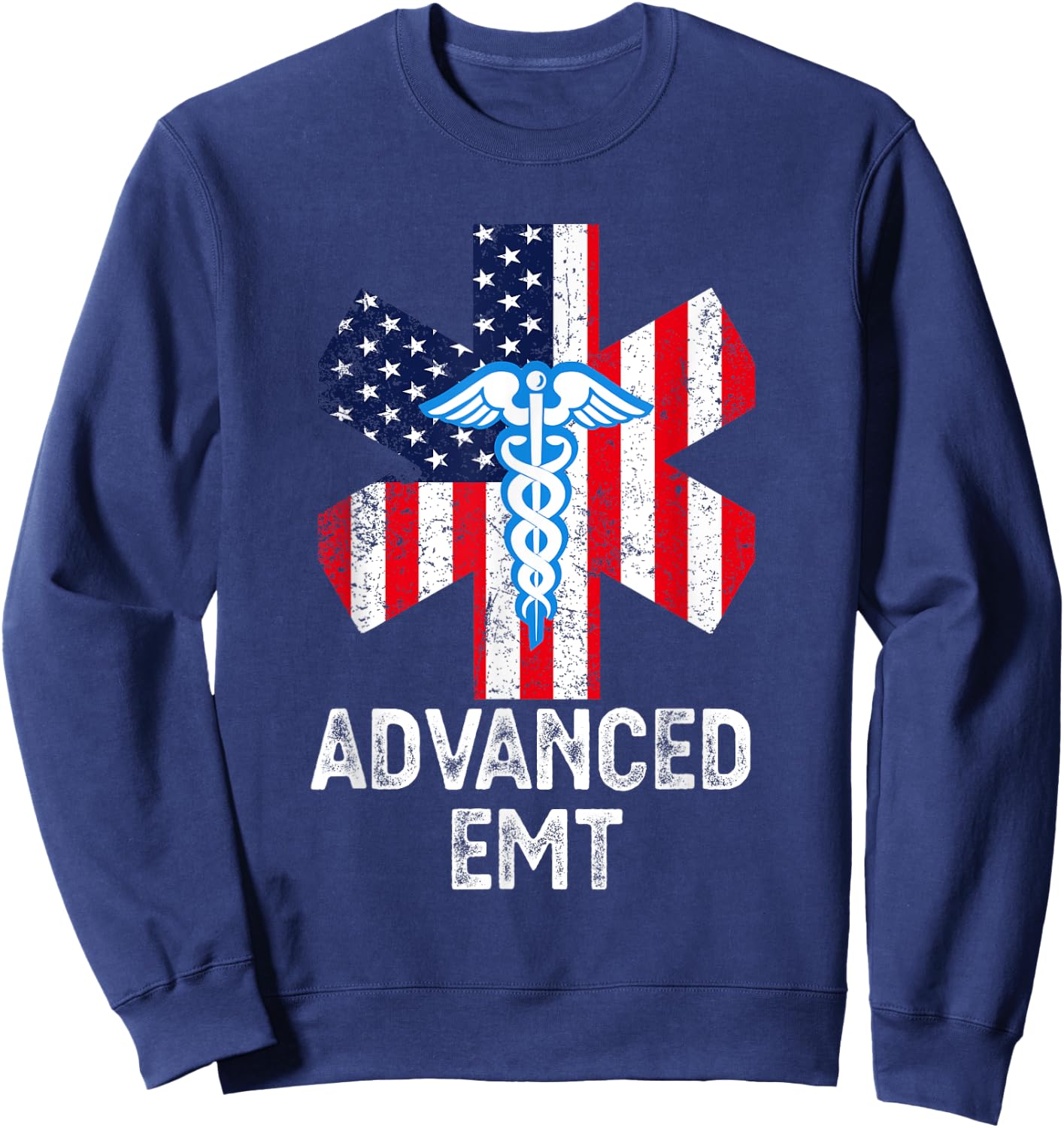 American Flag USA Advanced EMT AEMT Medical Technician Women Men Sweatshirt - Sweatshirt | Navy