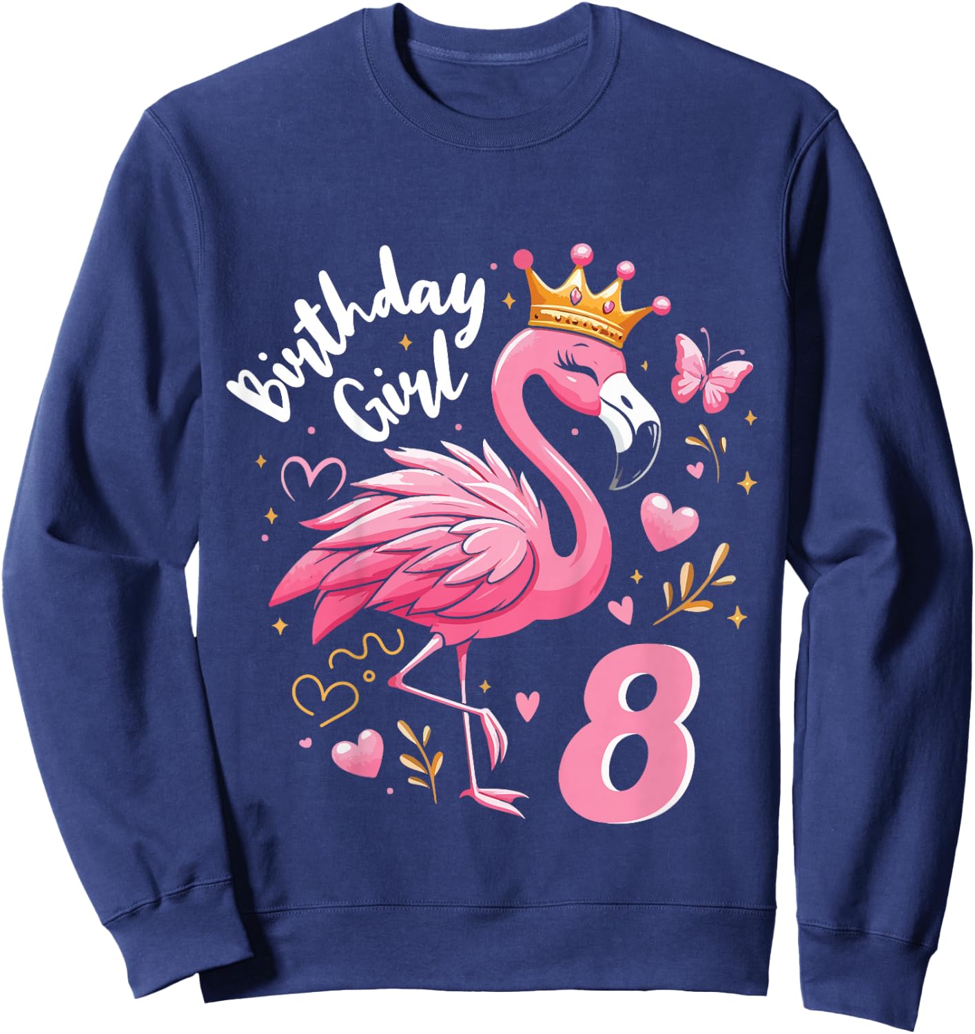 8. Geburtstag süßes Flamingo Mädchen 8 Jahre alt Niedlich Sweatshirt - Sweatshirt | Navy