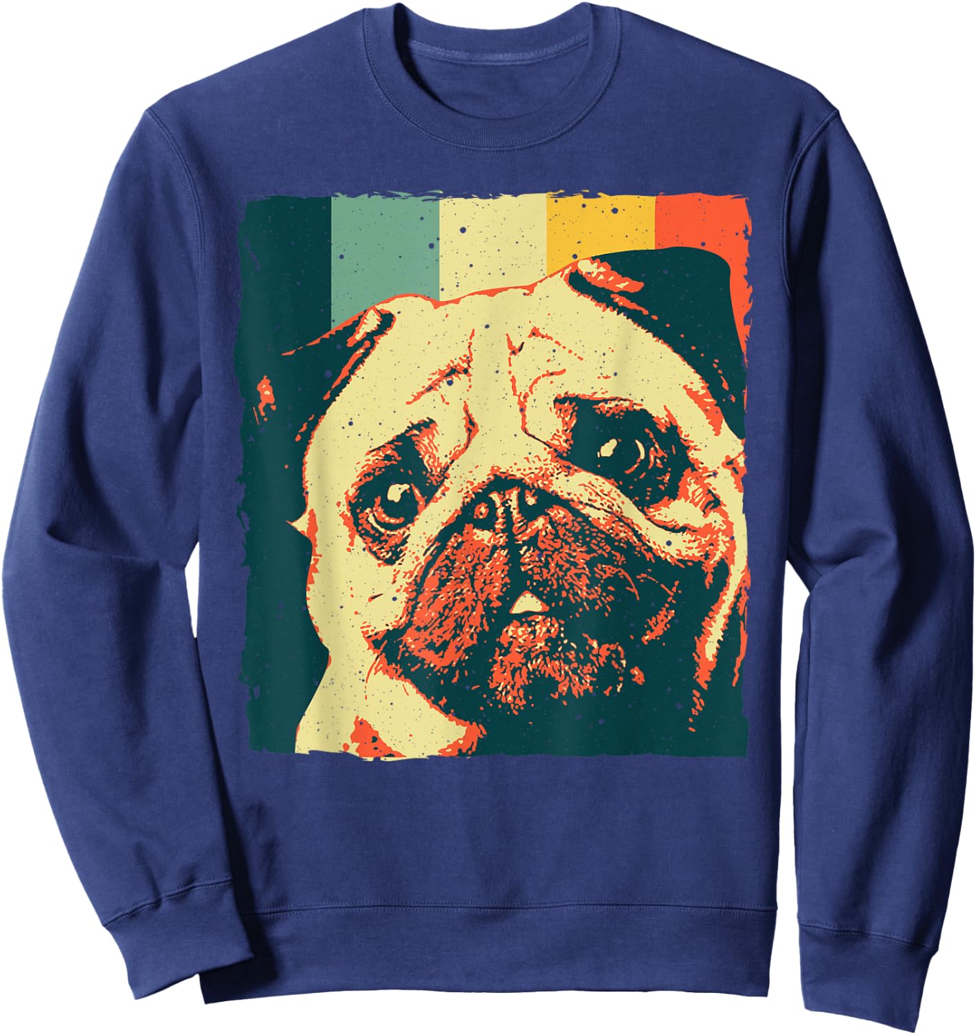 Cool Pug Women Black Pug Dog Lovers Vintage 80s 90s Sweatshirt - Sweatshirt | Navy