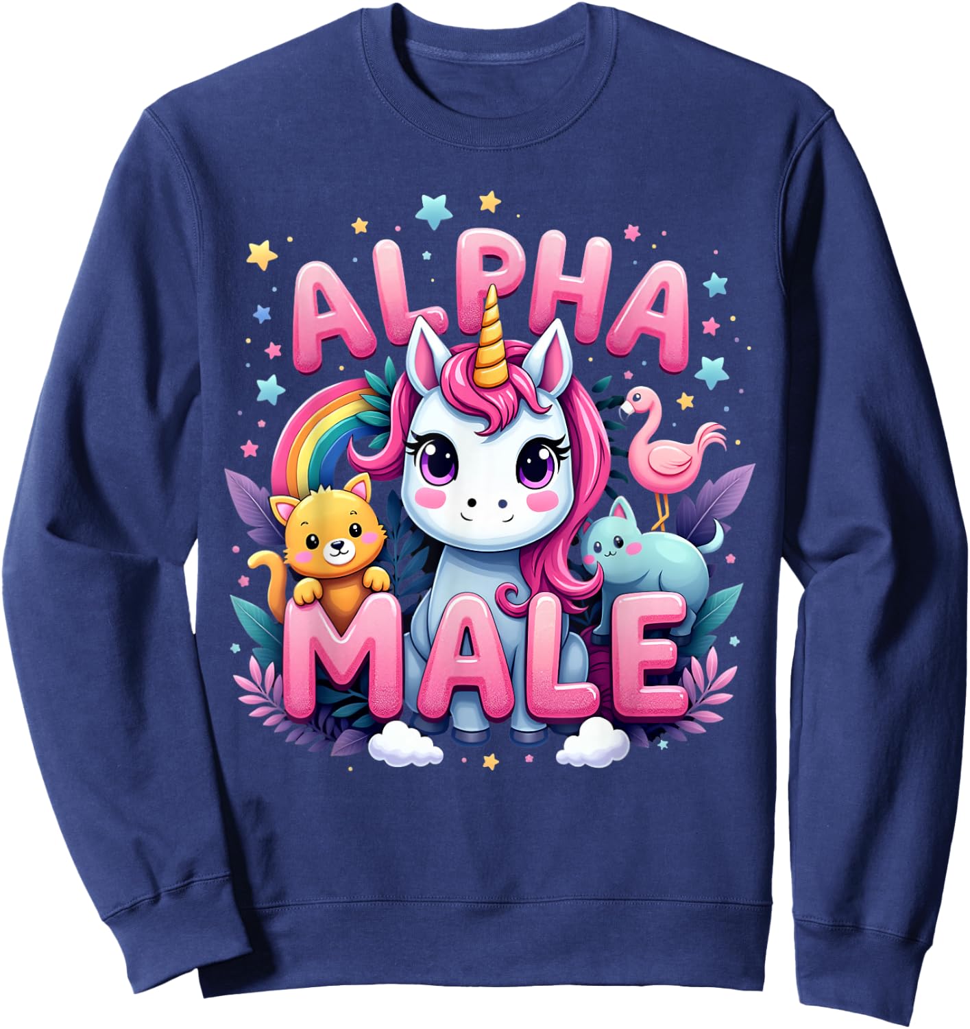 Funny Unicorn Alpha Cute Unicorn Meme Male Men or Women Sweatshirt - Sweatshirt | Navy