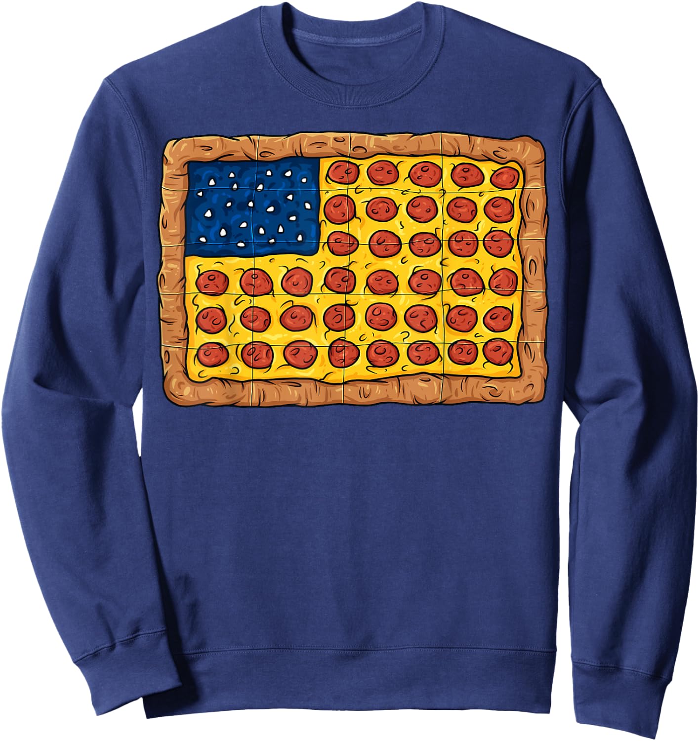 Pizza American Flag 4th Of July Funny Food Boys Girls Kids Sweatshirt - Sweatshirt | Navy