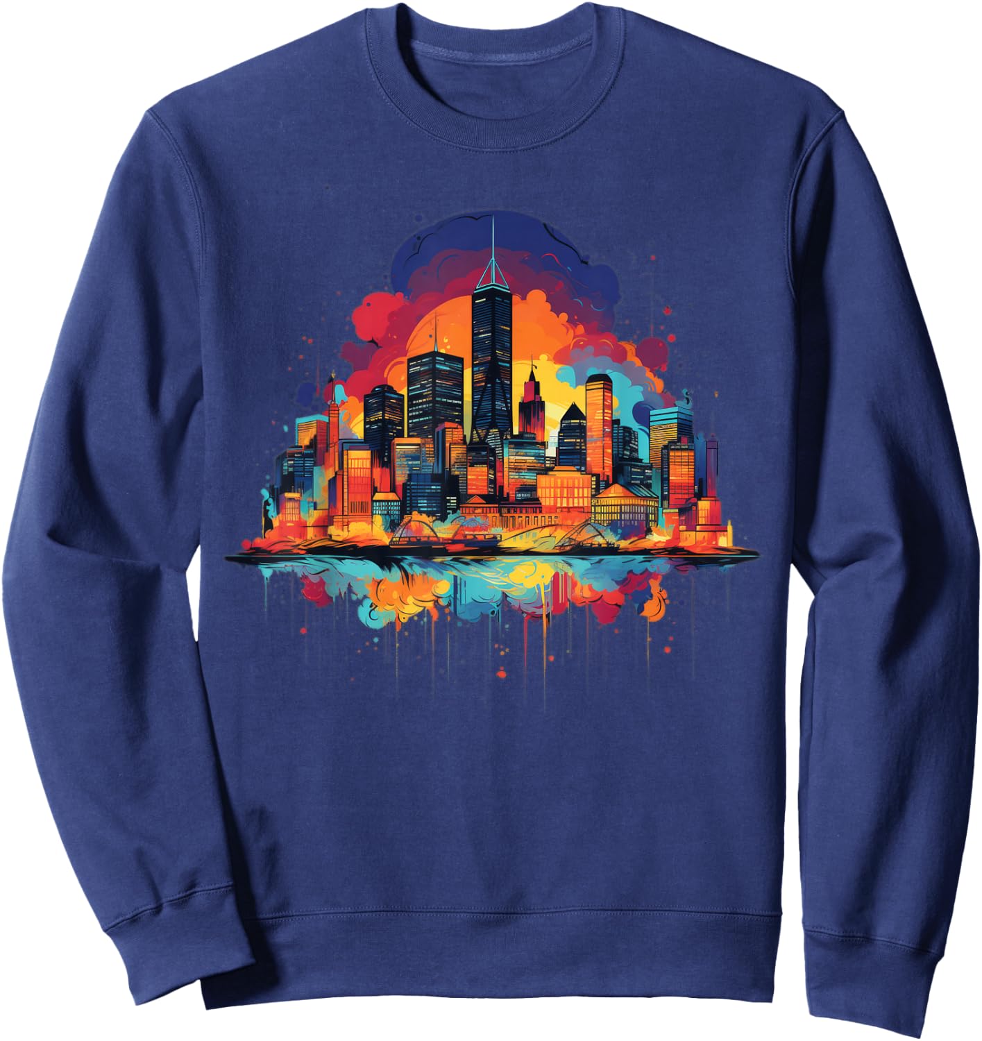 Boston City Skyline Colorful Art Women Sweatshirt - Sweatshirt | Navy