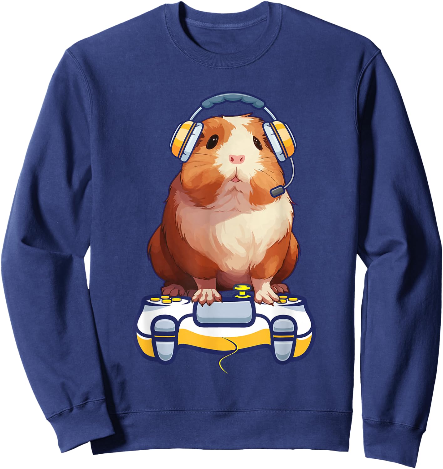 Funny guinea pig and Video Gamer Lover fluffy cavy Gamers Sweatshirt - Sweatshirt | Navy