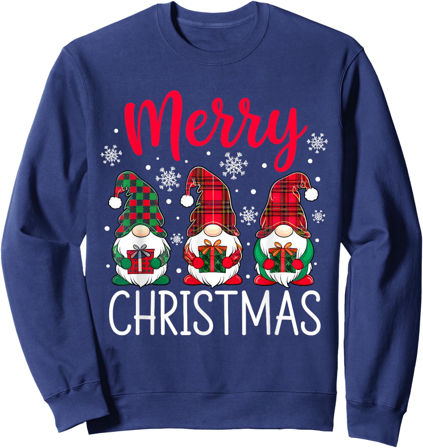 Three Gnomes Merry Christmas Funny Family Xmas Sweatshirt - Sweatshirt | Navy