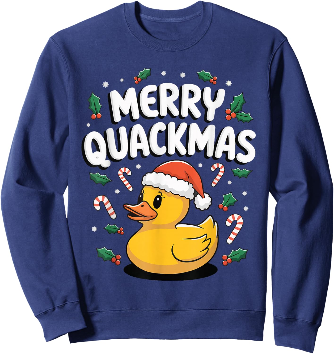 Merry Quackmas Christmas Rubber Duck Sweatshirt - Sweatshirt | Navy