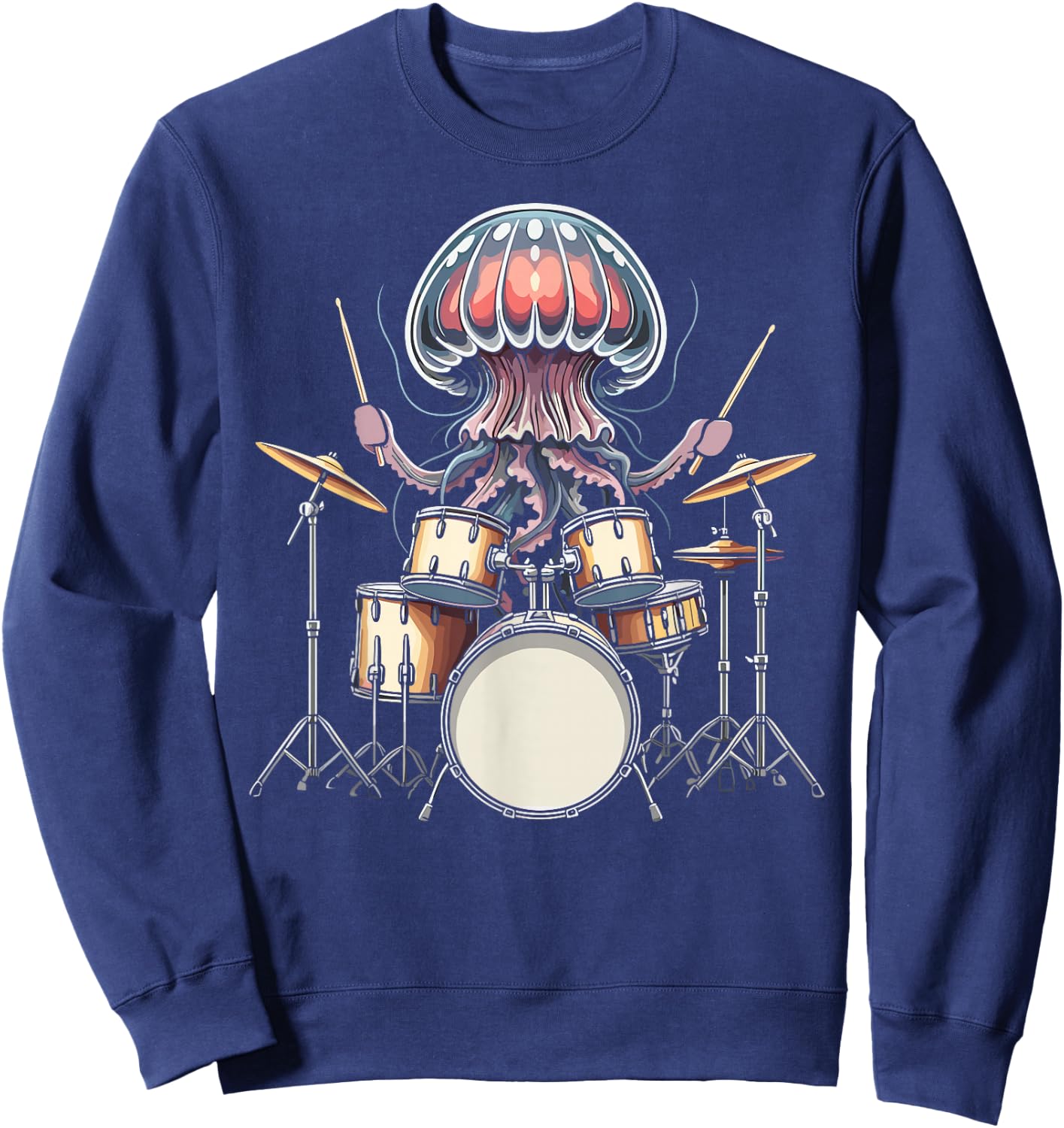 Jellyfish playing drums drummer jelly fish Sweatshirt - Sweatshirt | Navy