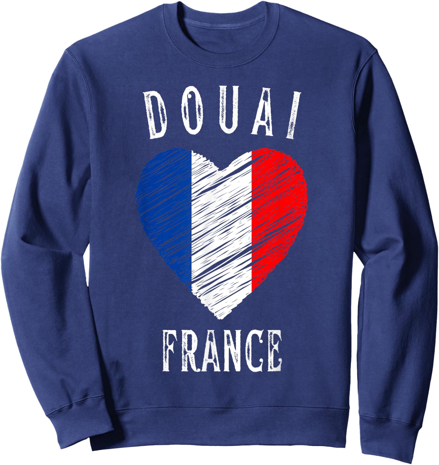 France Flag Heart Douai City Sweatshirt - Sweatshirt | Navy