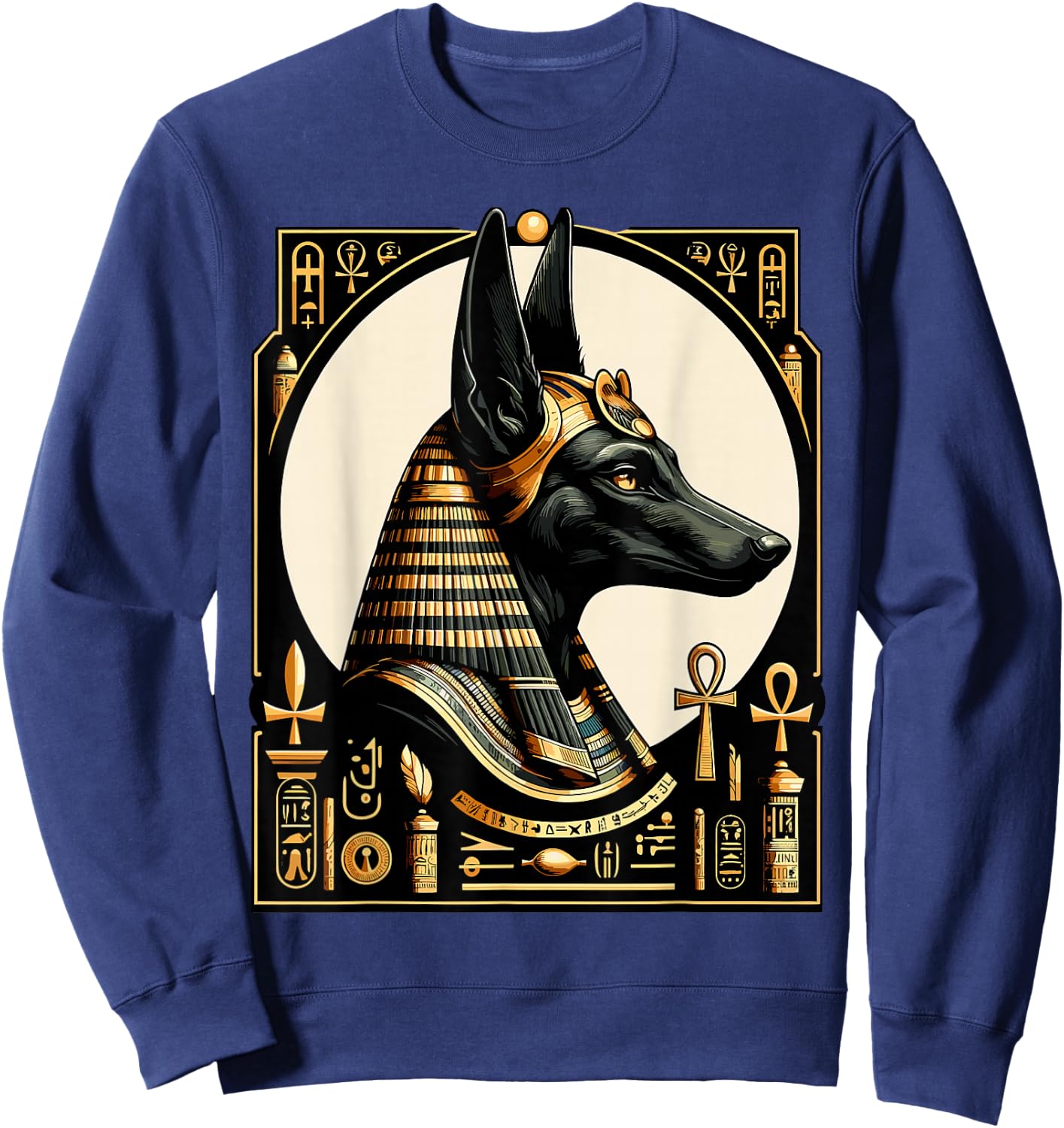 Streetwear 80s 90s Egypt Retro Egyptian God Anubis , black Sweatshirt - Sweatshirt | Navy