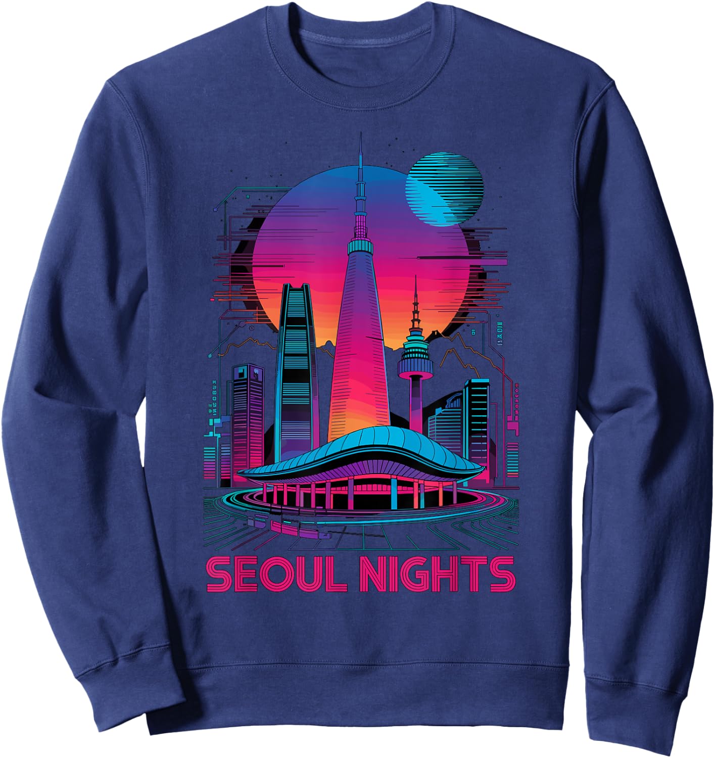 Séoul, horizon de la ville sud-coréenne, vie nocturne amusante Sweatshirt - Sweatshirt | Navy