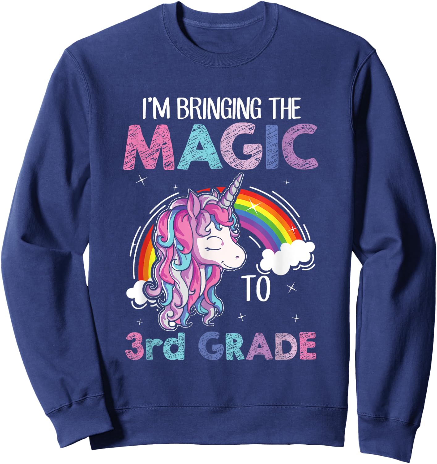 Unicorn 3rd Grade Girls Back to School Shirt Teacher Outfit Sweatshirt - Sweatshirt | Navy