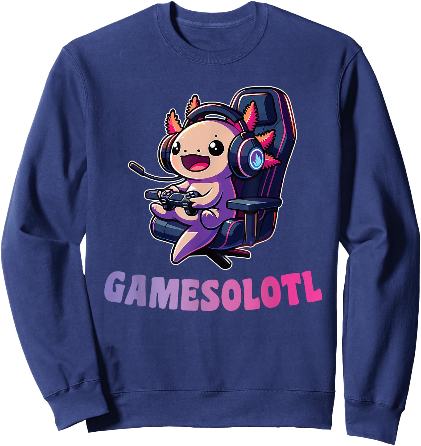 Gamesolotl Funny Axolotl Word Game for Gamer , black Sweatshirt - Sweatshirt | Navy