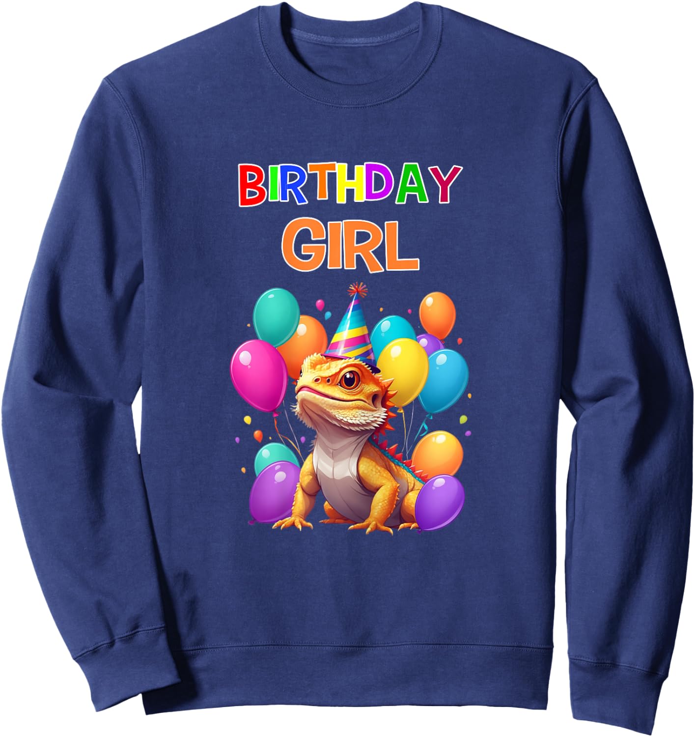 Bearded Dragon Birthday Girl Shirt Lizard Girls Birthday Sweatshirt - Sweatshirt | Navy