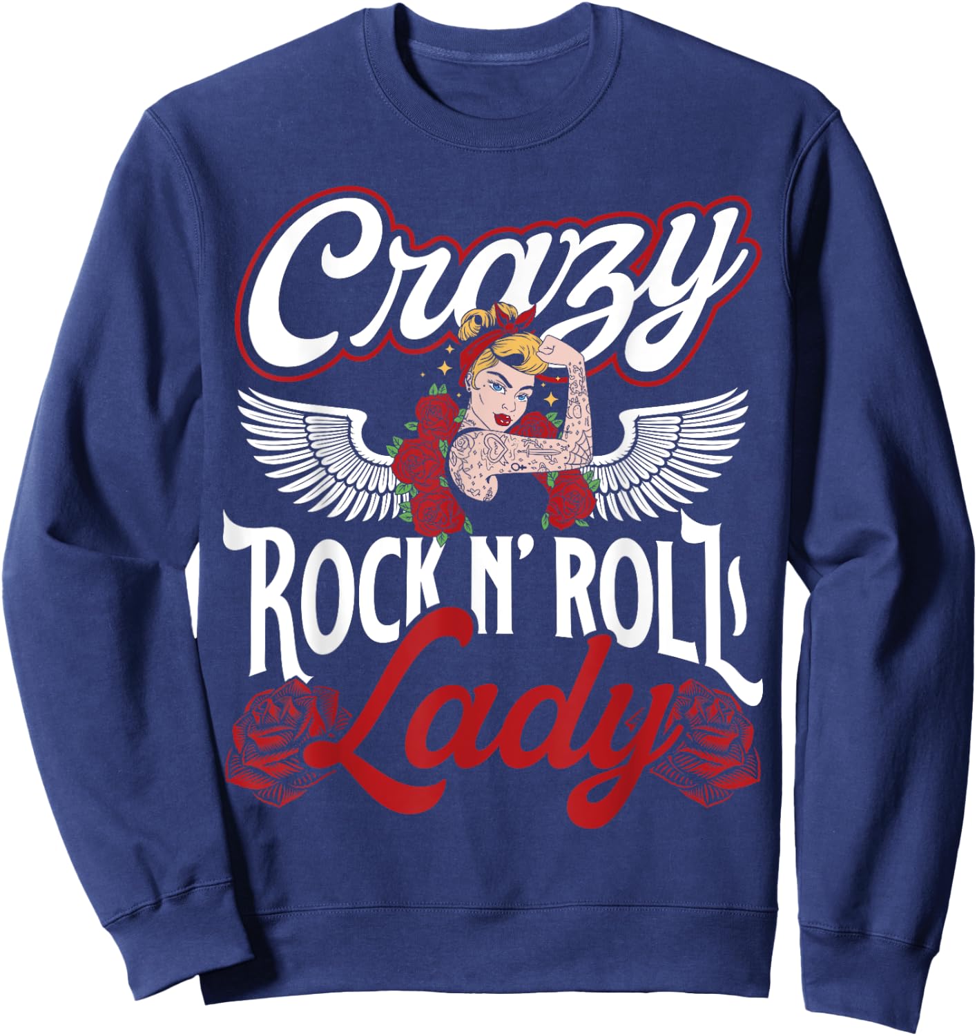 Crazy Rock N'Roll Lady Rockabella , black Sweatshirt - Sweatshirt | Navy