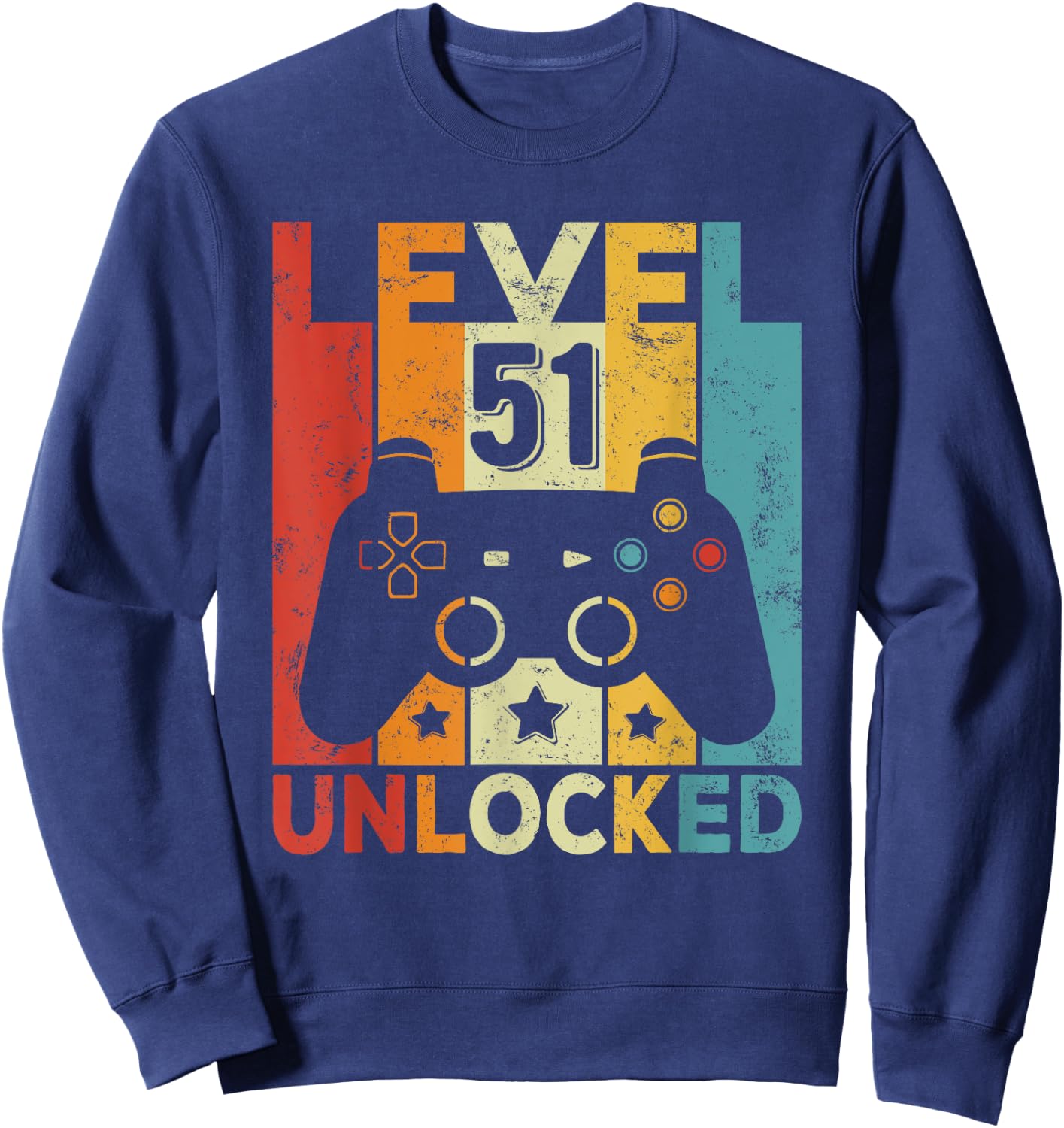 51st Birthday Man Woman 51 Year Old Game Controller Gamer Sweatshirt - Sweatshirt | Navy