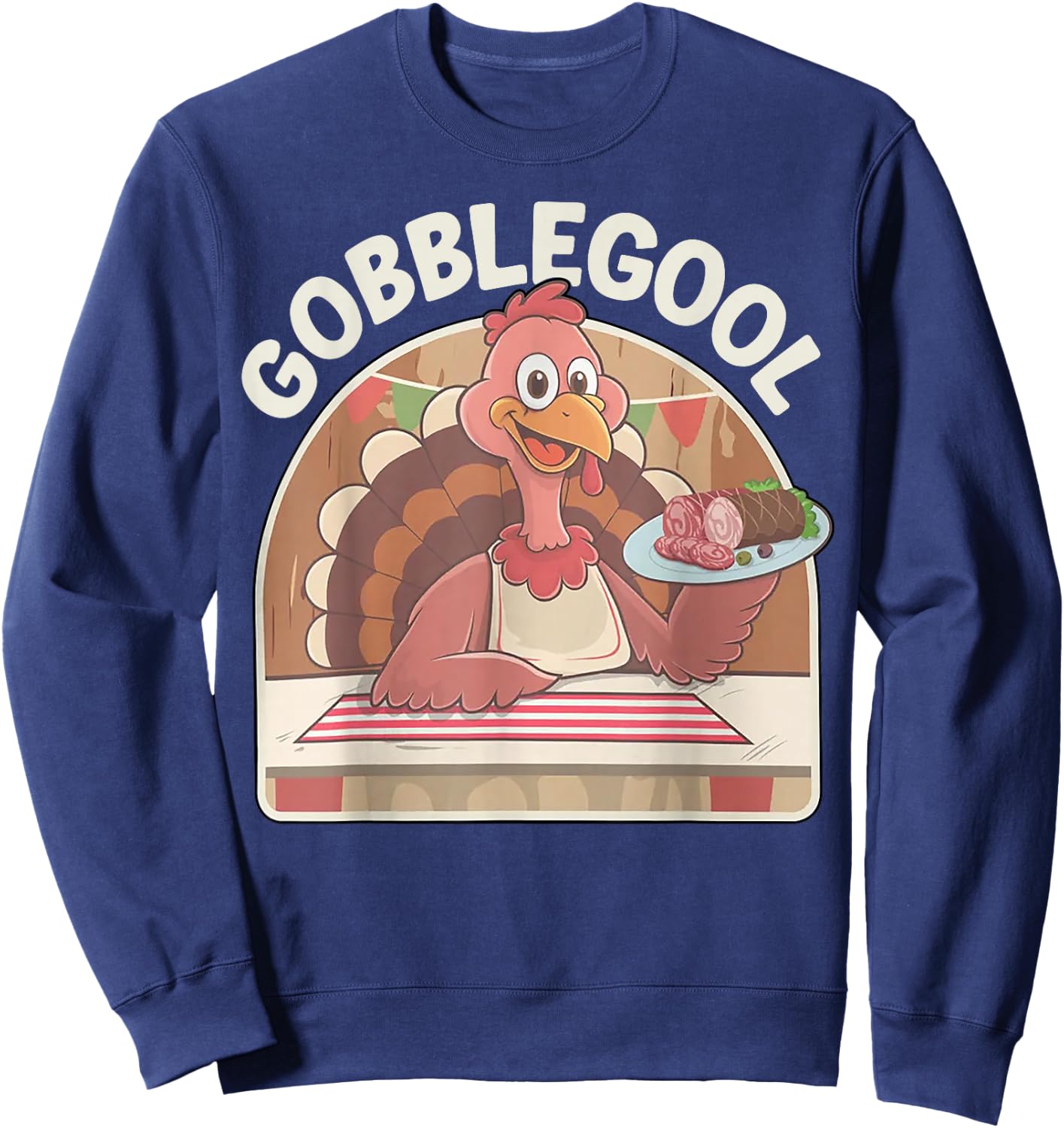 Adults Thanksgiving - Black, Small, Short Sleeve Sweatshirt - Sweatshirt | Navy
