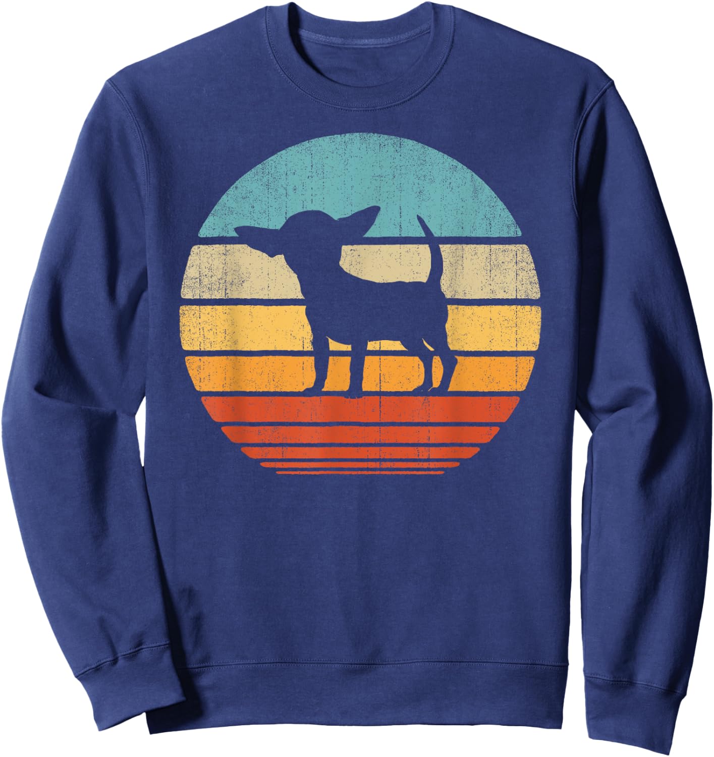 Chihuahua Retro Vintage 60s 70s Sunset Dog Lovers Men Women Sweatshirt - Sweatshirt | Navy