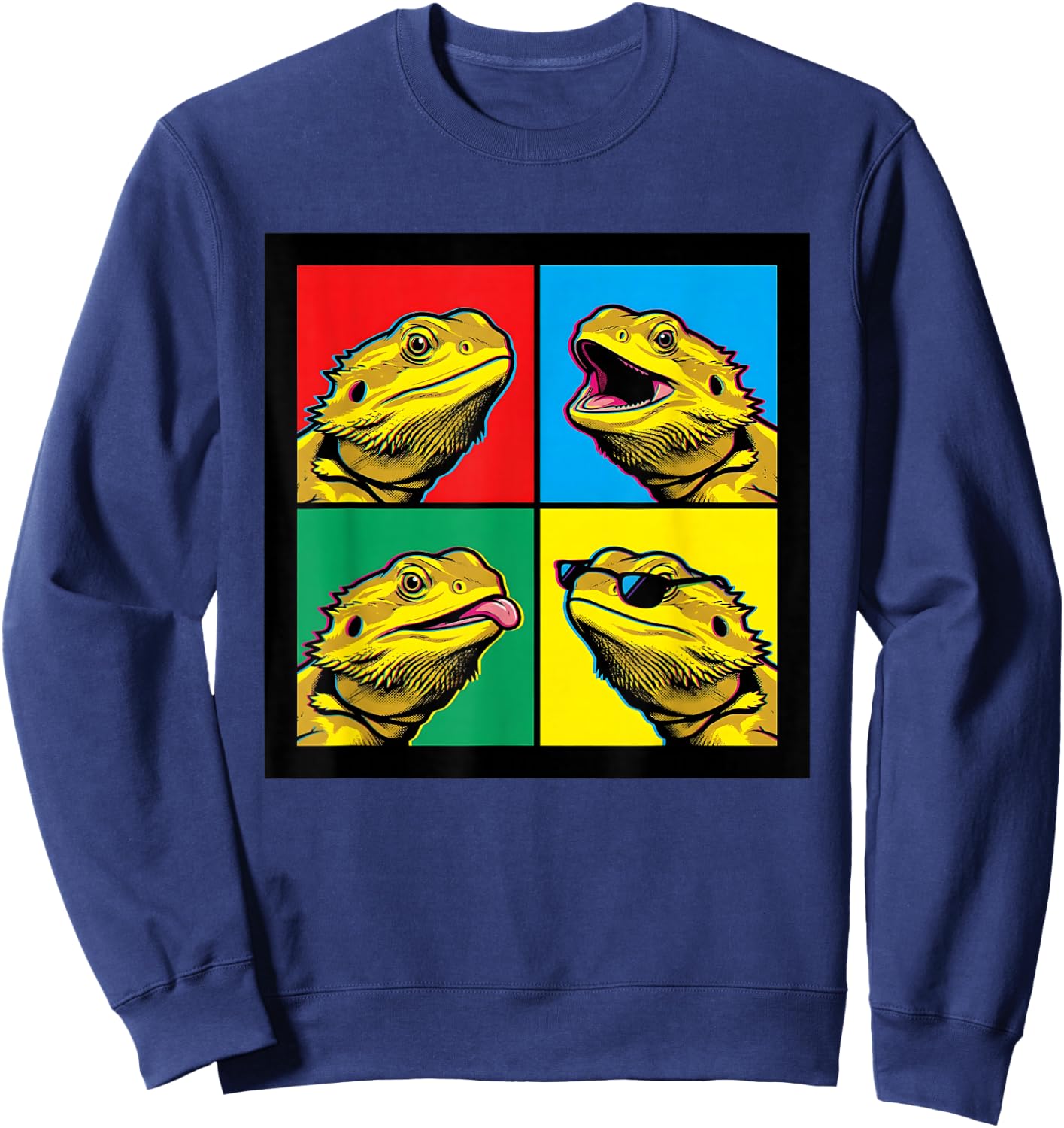 Vintage Bearded Dragon Funny Boys Girls Costume Art Meme Sweatshirt - Sweatshirt | Navy