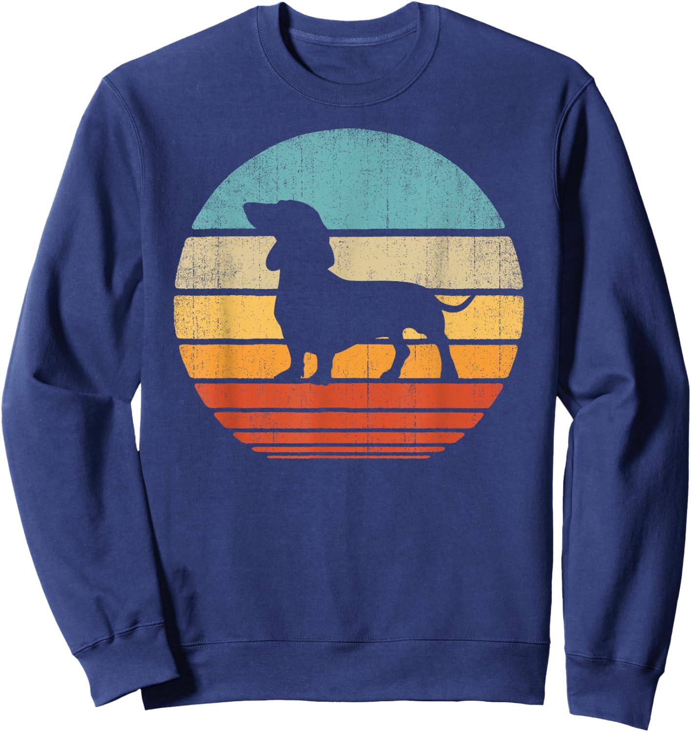 Dachshund Retro Vintage 60s 70s Sunset Wiener Dog Lovers Men Sweatshirt - Sweatshirt | Navy