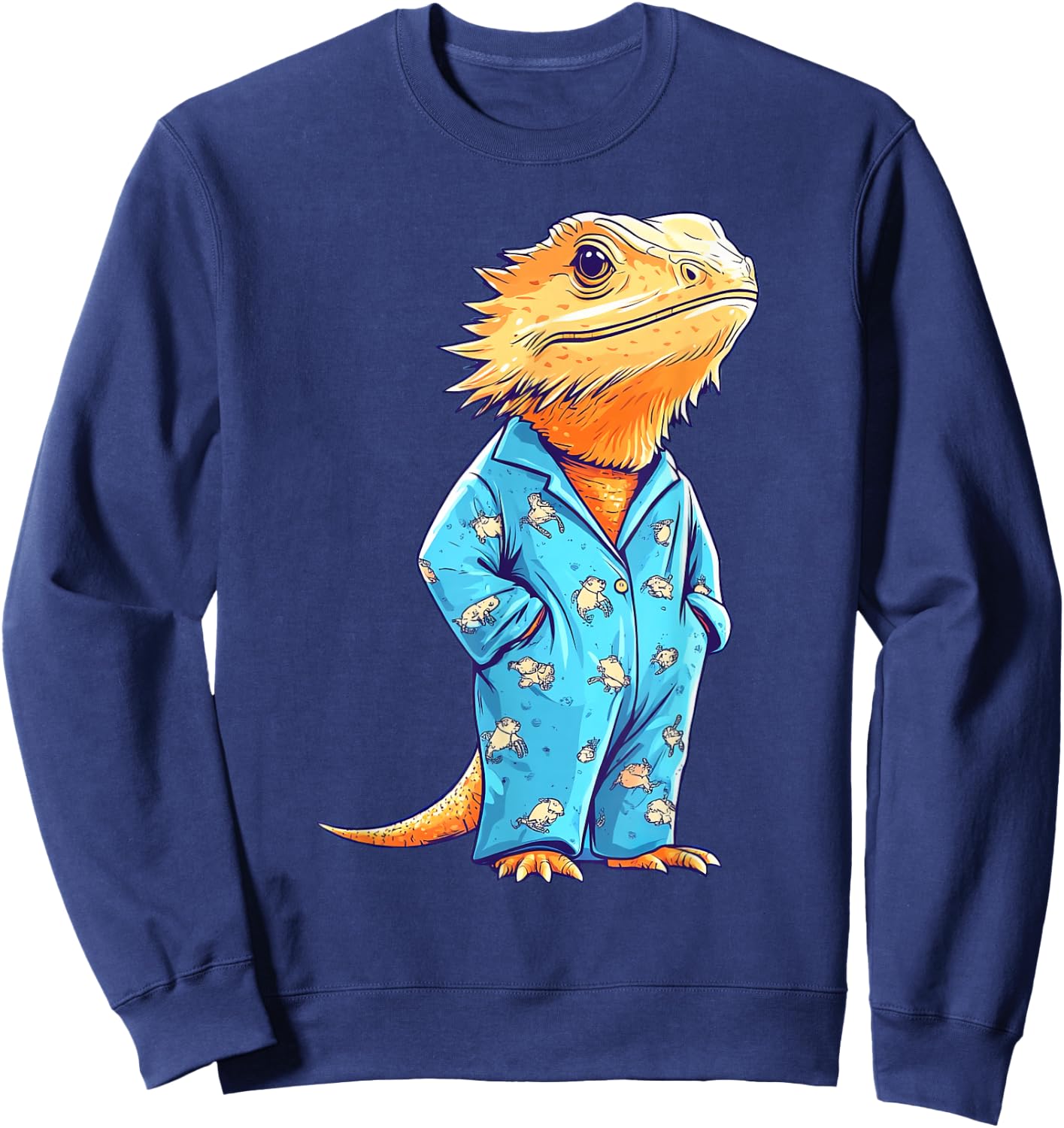 Funny Bearded Dragon Wearing Pajamas Sweatshirt - Sweatshirt | Navy