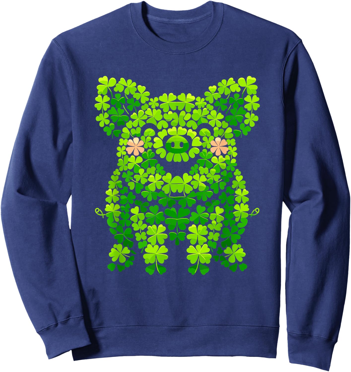 Pig Shamrocks Kids St Patricks Day Pig Sweatshirt - Sweatshirt | Navy