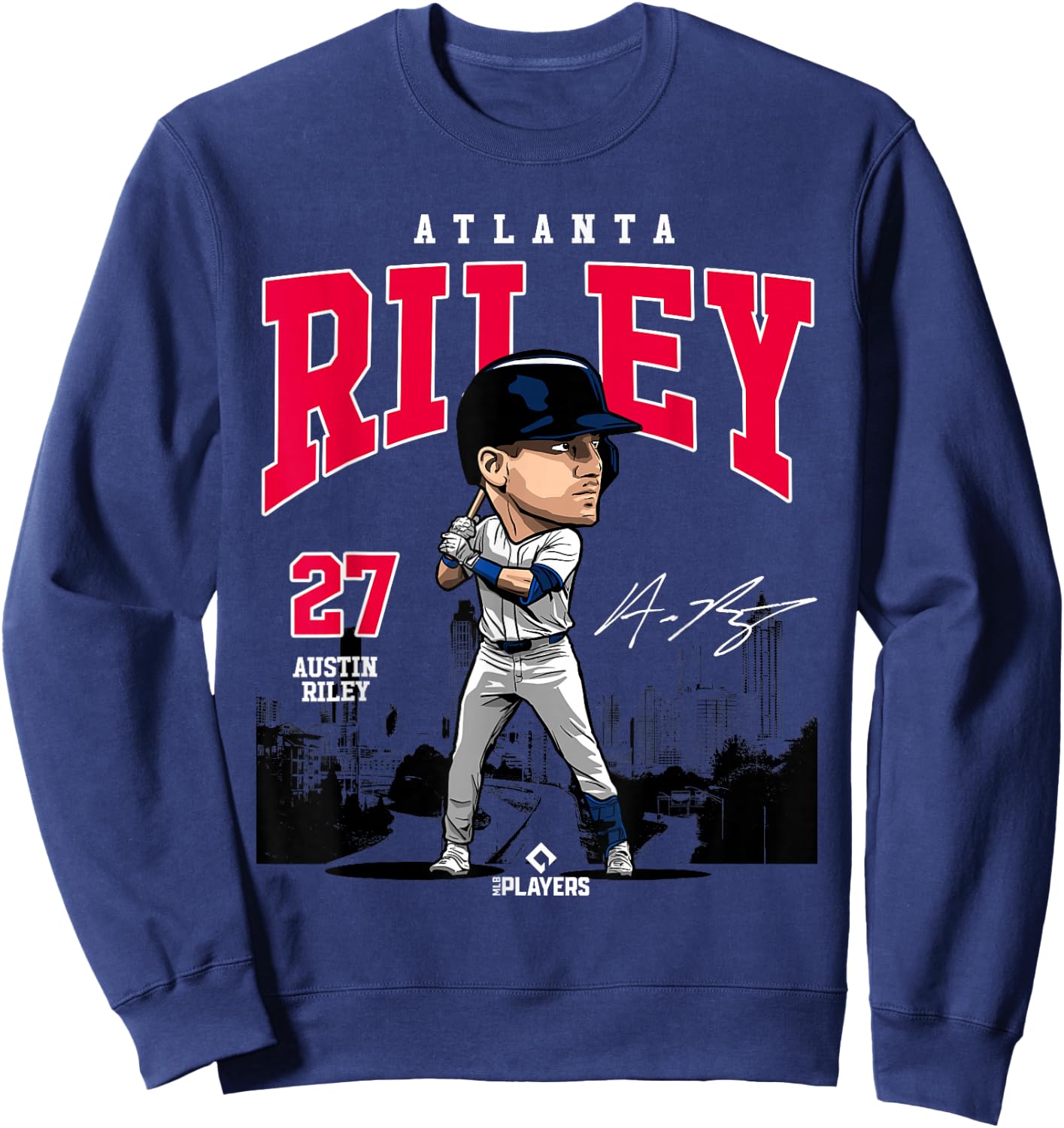 Austin Riley | Atlanta Baseball MLB Players | MLBRIL4048 Sweatshirt - Sweatshirt | Navy
