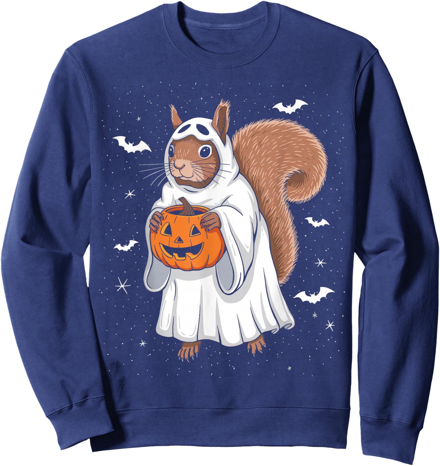 Funny Ghost Squirrel Lovers Spooky Halloween Costume Sweatshirt - Sweatshirt | Navy